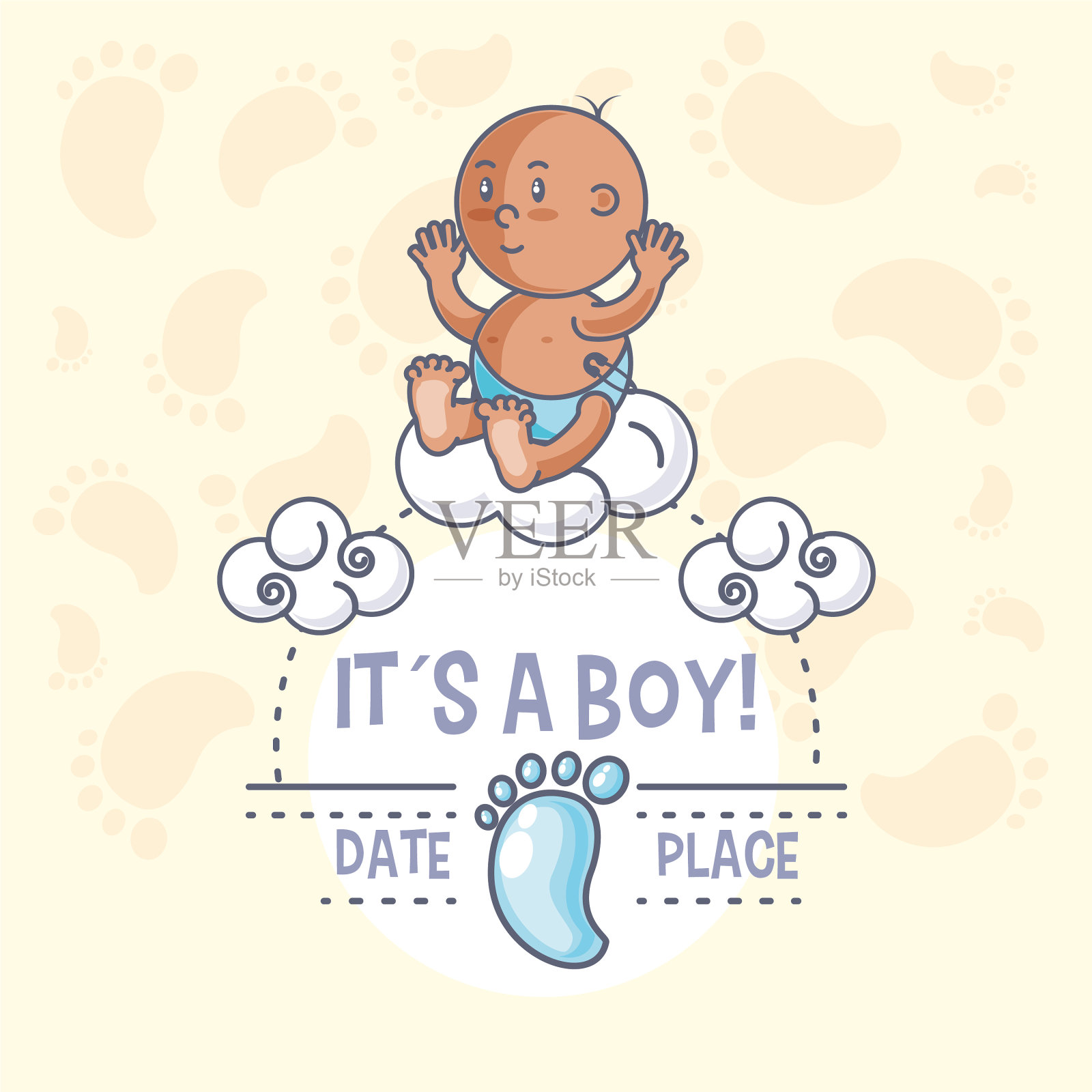 这是一个男婴新生儿淋浴卡插画图片素材