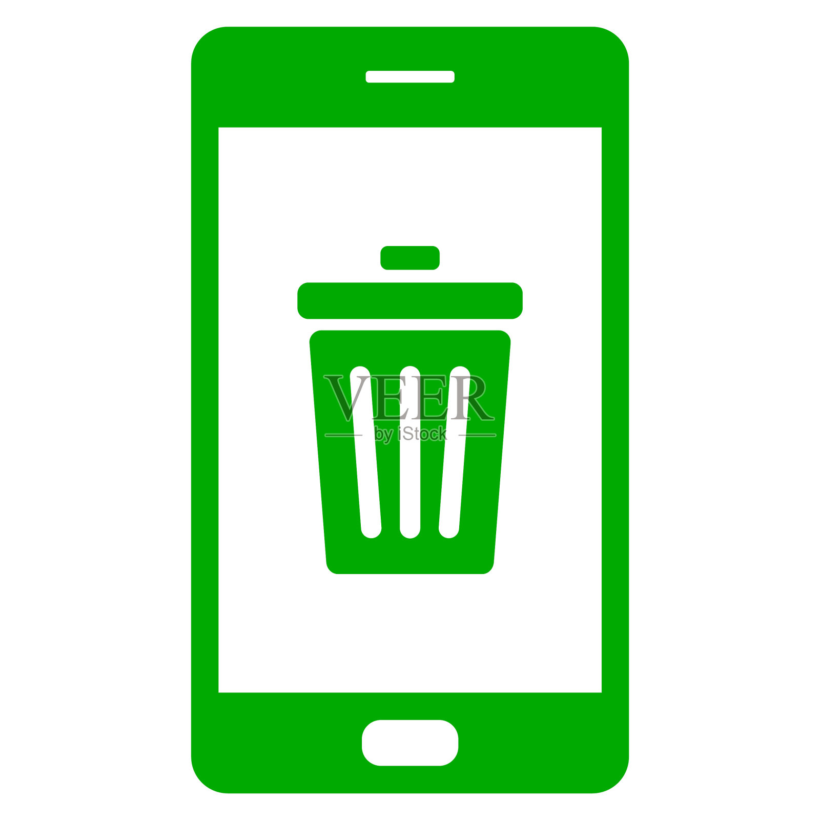 垃圾桶和智能手机图标素材