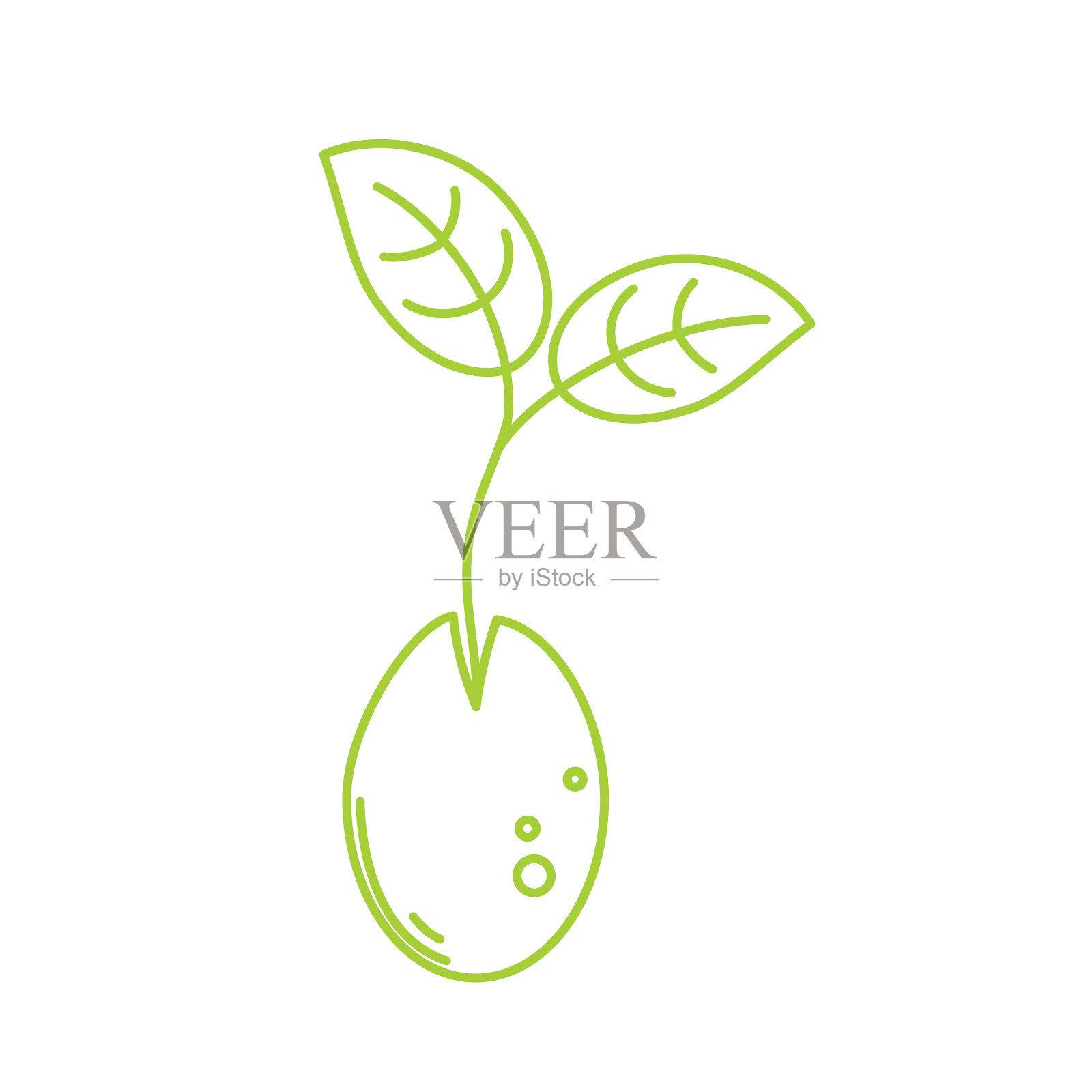 植物种子发芽。花园细线图标与可编辑的笔画在透明的基础上设计元素图片