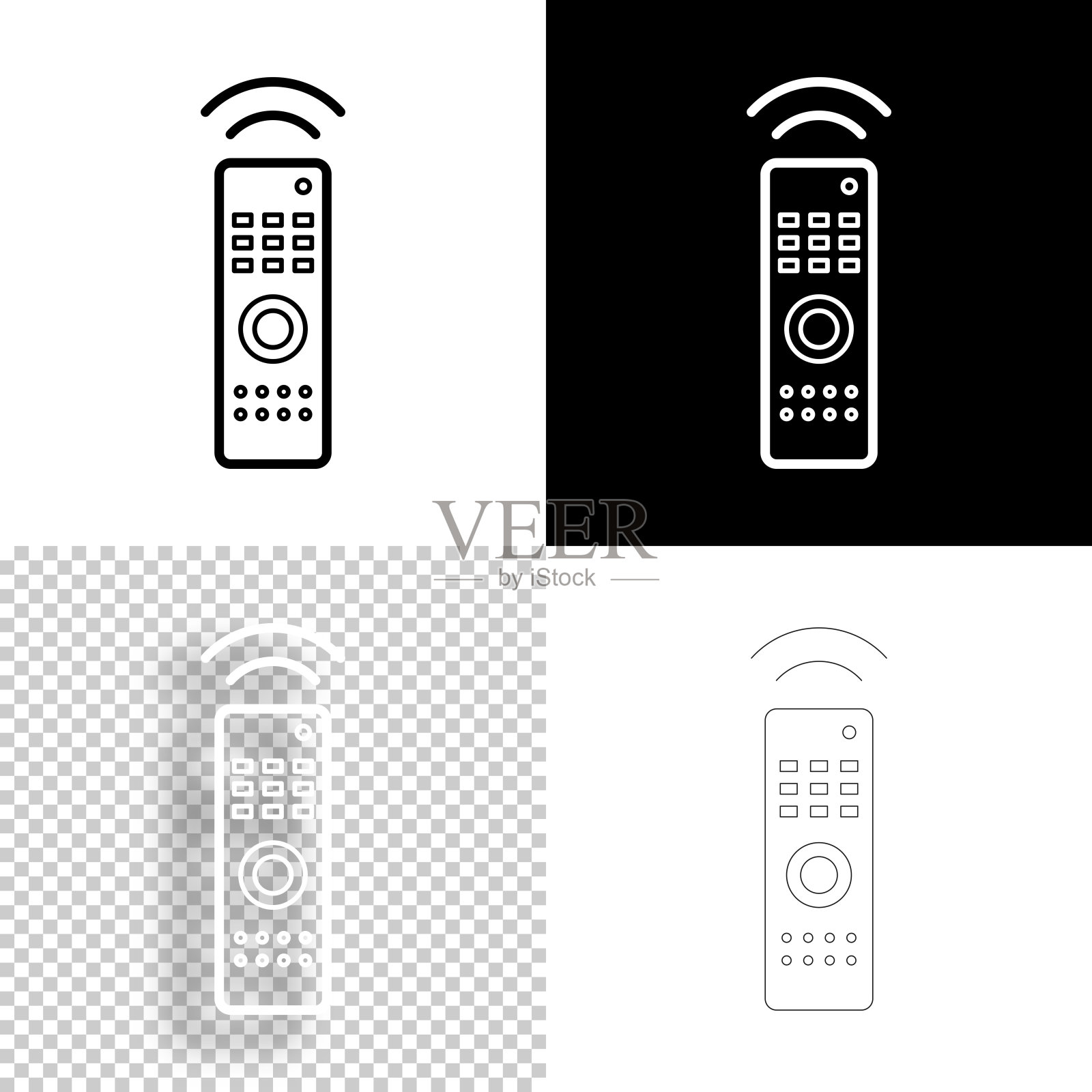 远程控制。图标设计。空白，白色和黑色背景-线图标插画图片素材