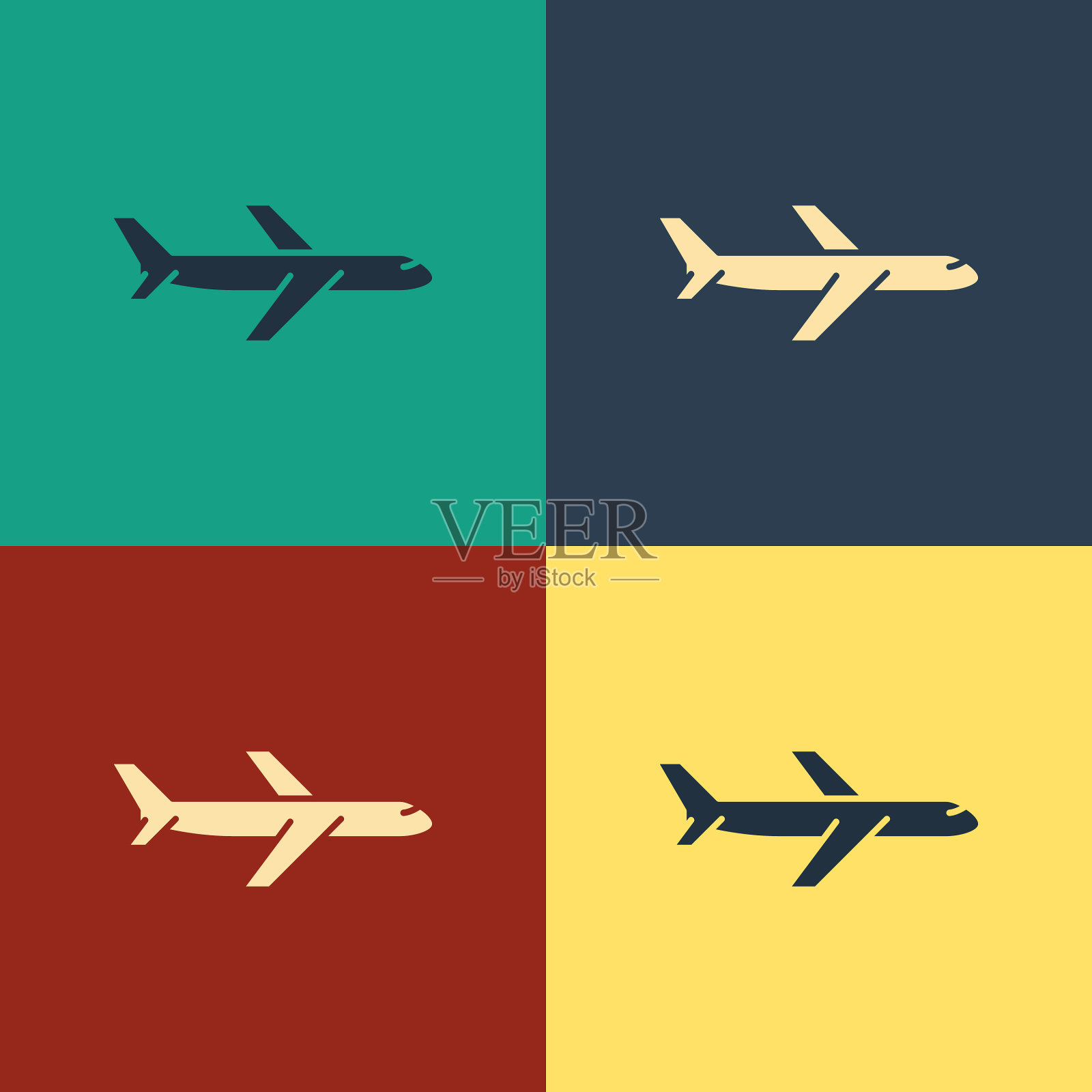 彩色平面图标孤立在彩色背景上插画图片素材