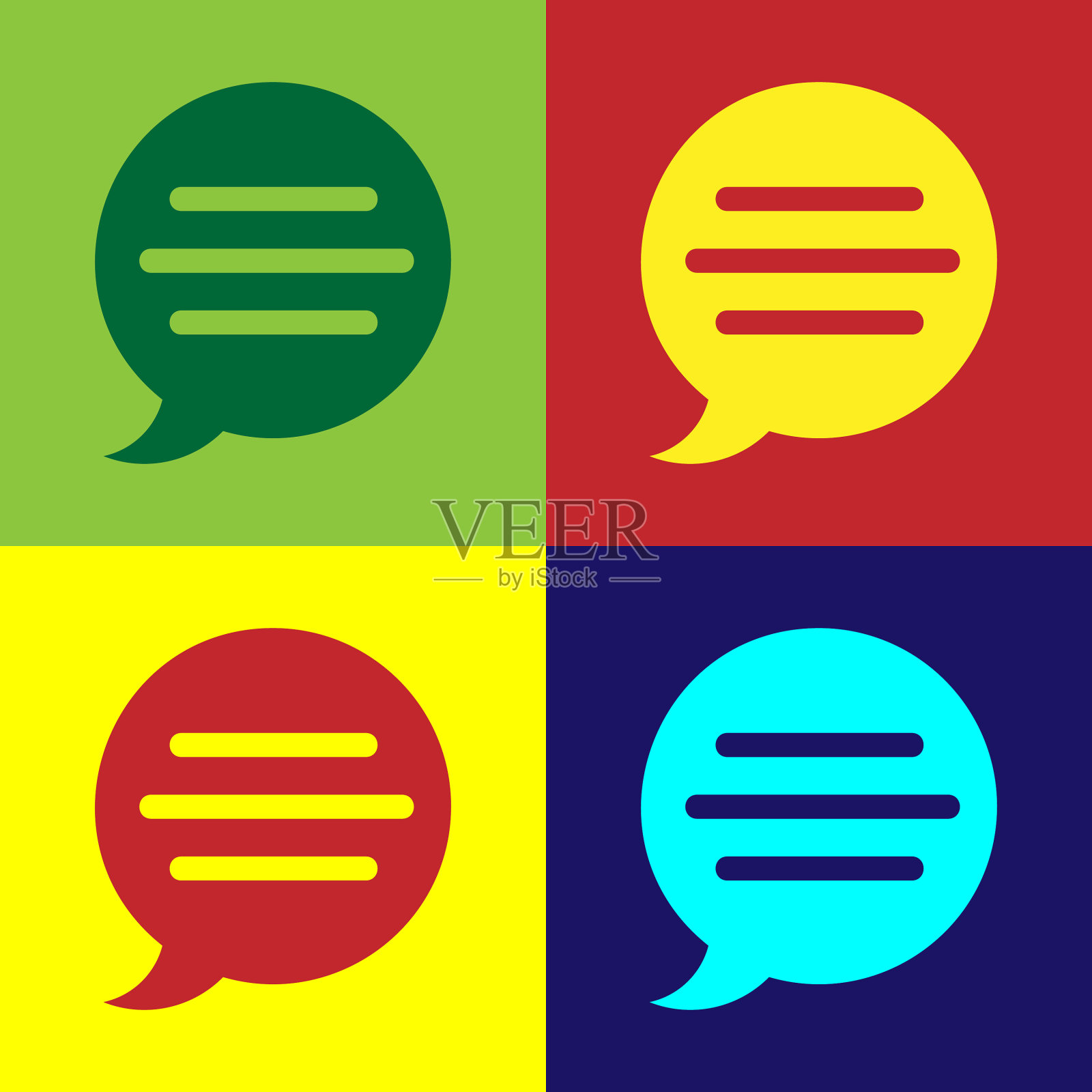 彩色语音泡泡聊天图标孤立的颜色图标素材