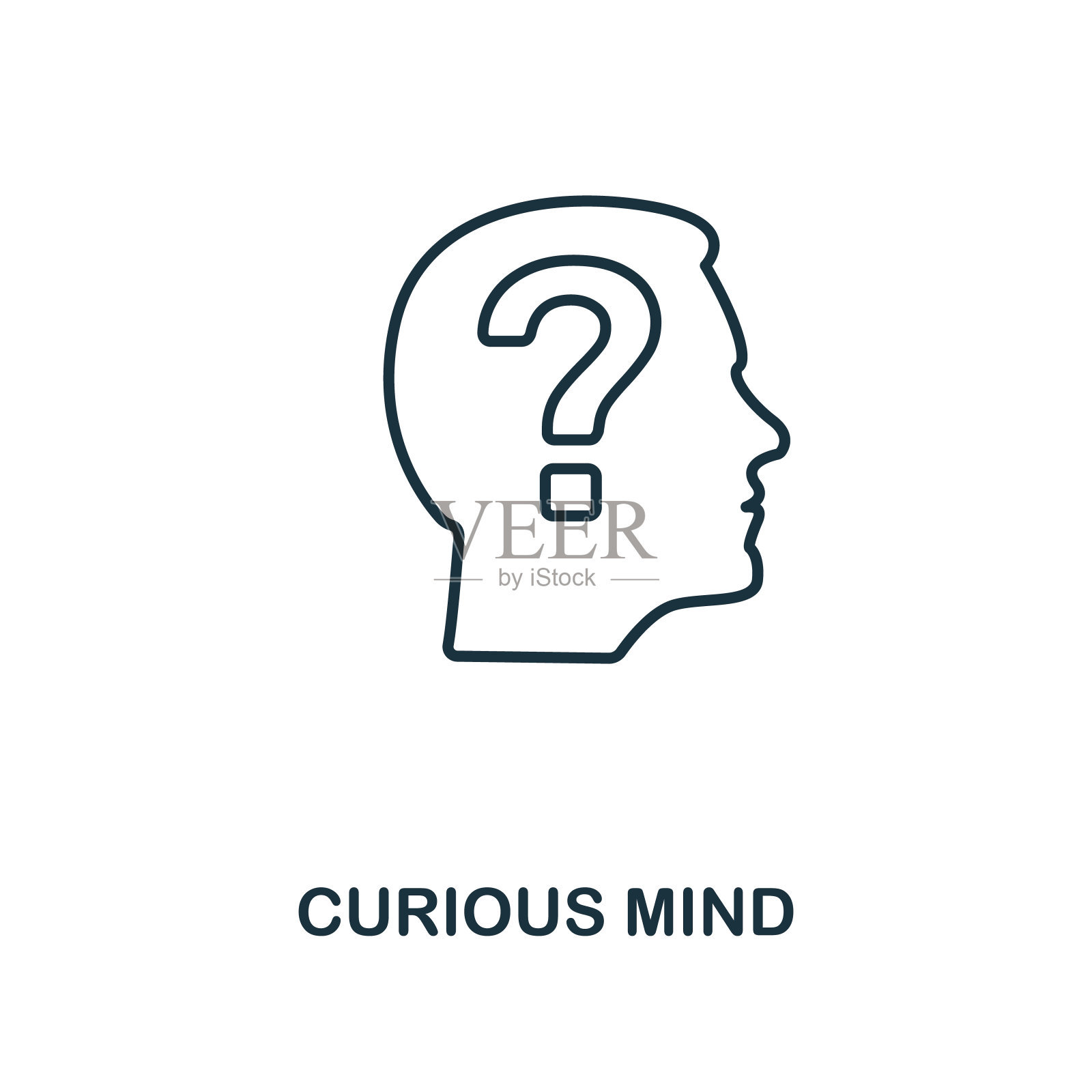 好奇的精神偶像。线条风格元素来自个性集合。Thin Curious Mind图标模板，信息图和更多插画图片素材