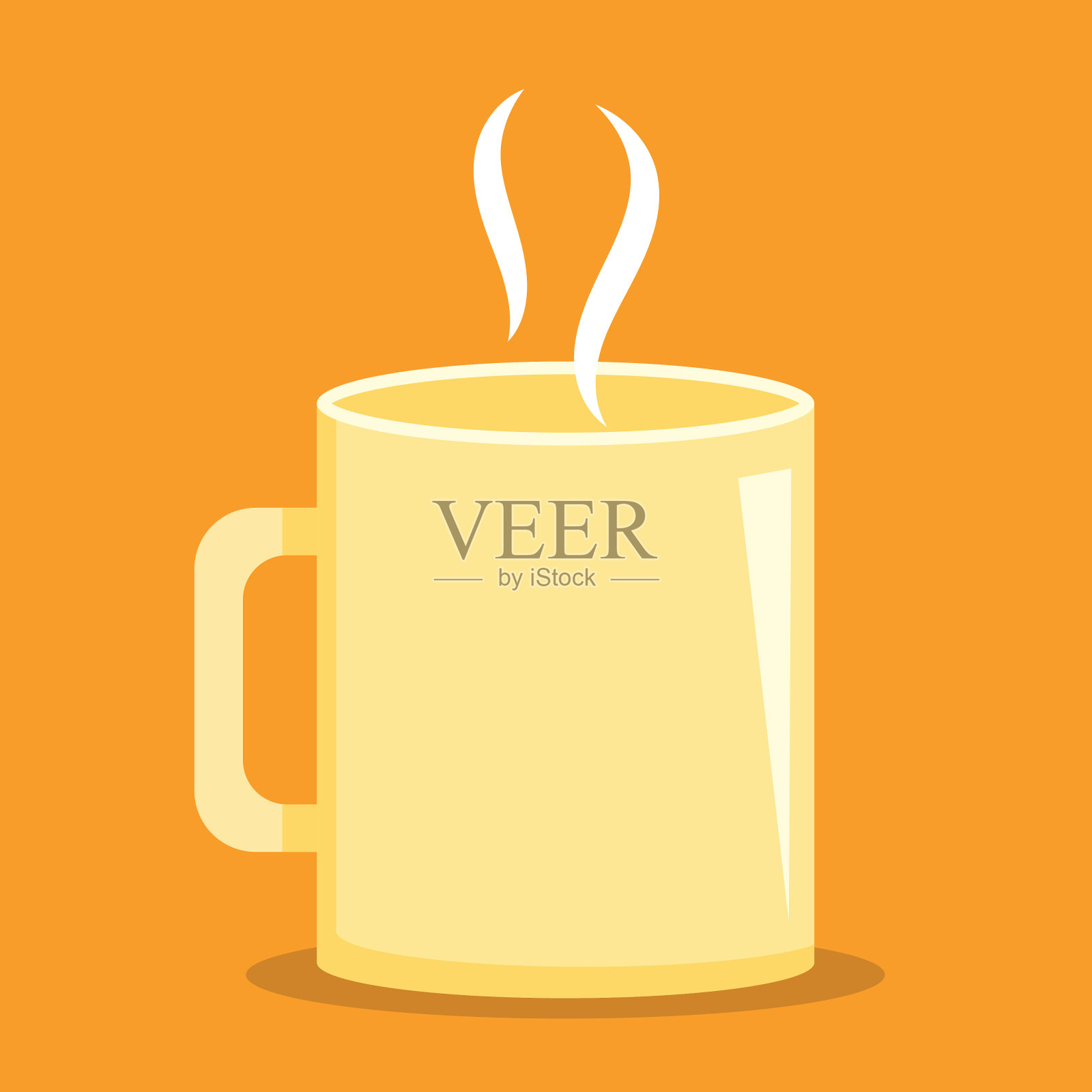 可爱的平面颜色咖啡杯在彩色背景插画图片素材