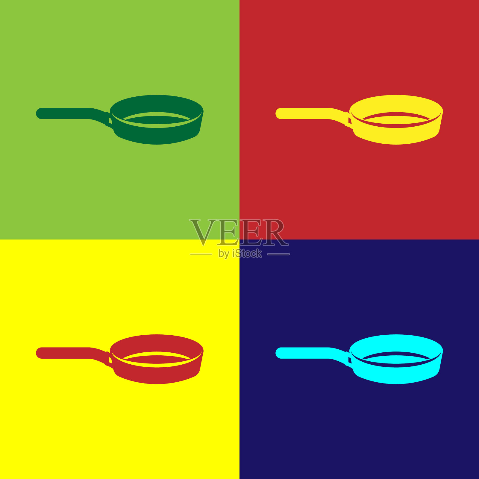 颜色煎锅图标孤立的颜色背景插画图片素材