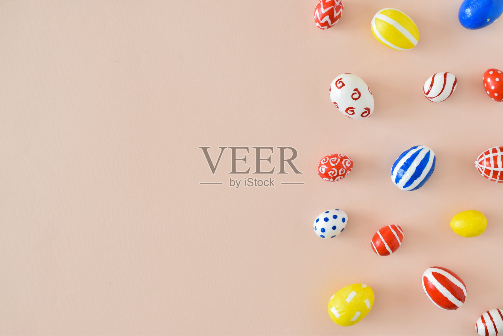 节日复活节背景与复活节蛋米色背景照片摄影图片