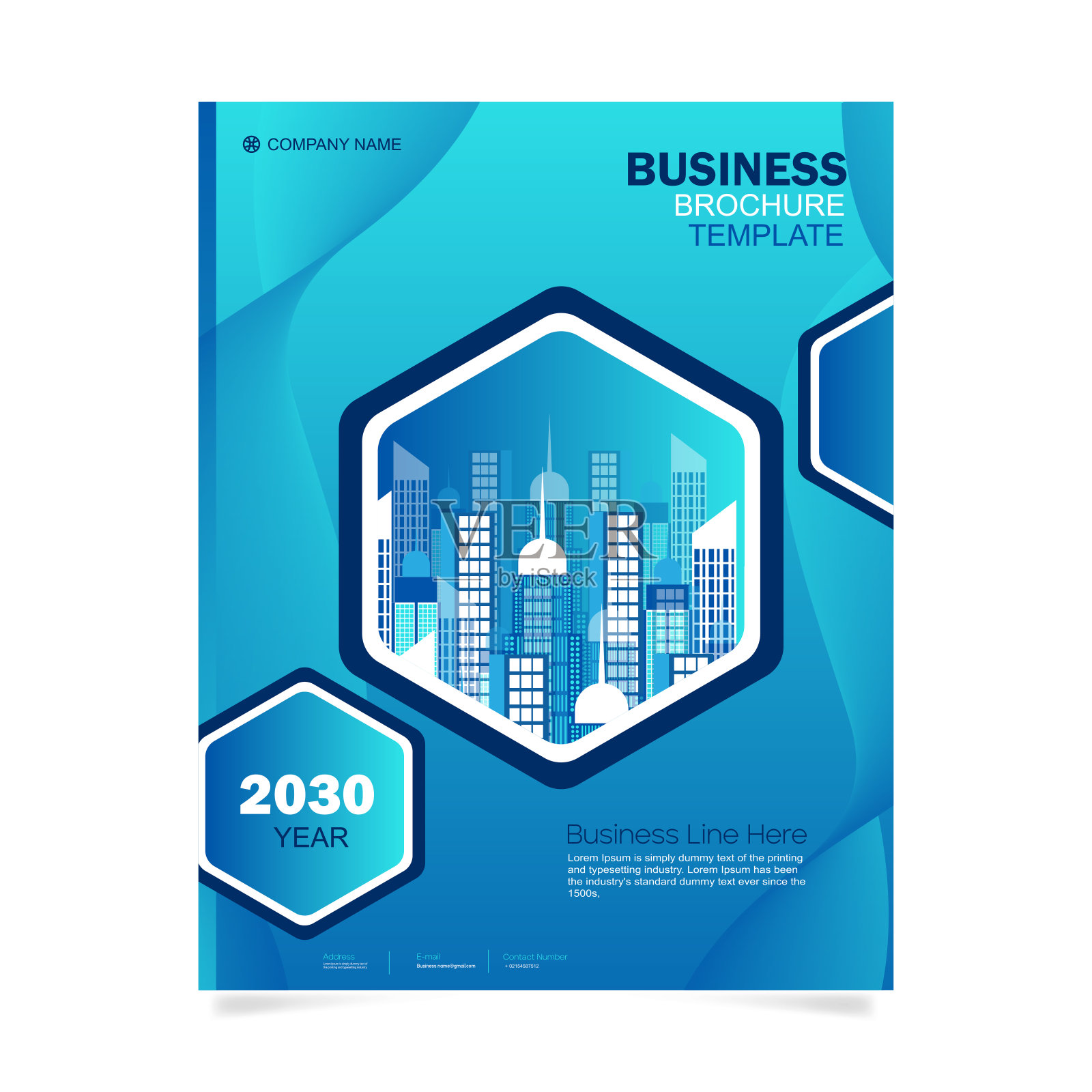 宣传册几何六边形布局设计模板插画图片素材