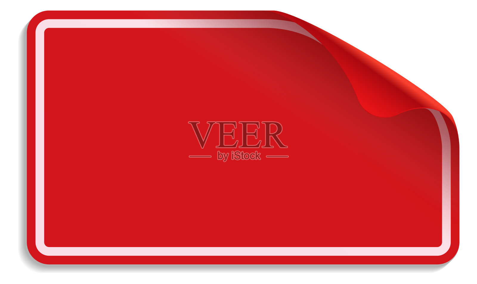 红色标签卷角。贴纸的模板设计元素图片