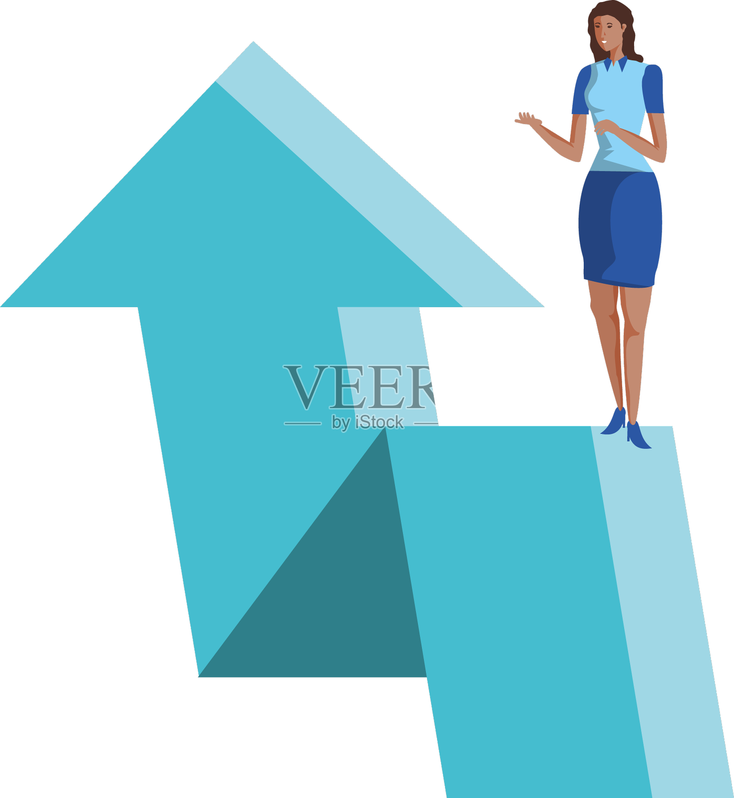 女商人优雅地用箭头向上设计元素图片