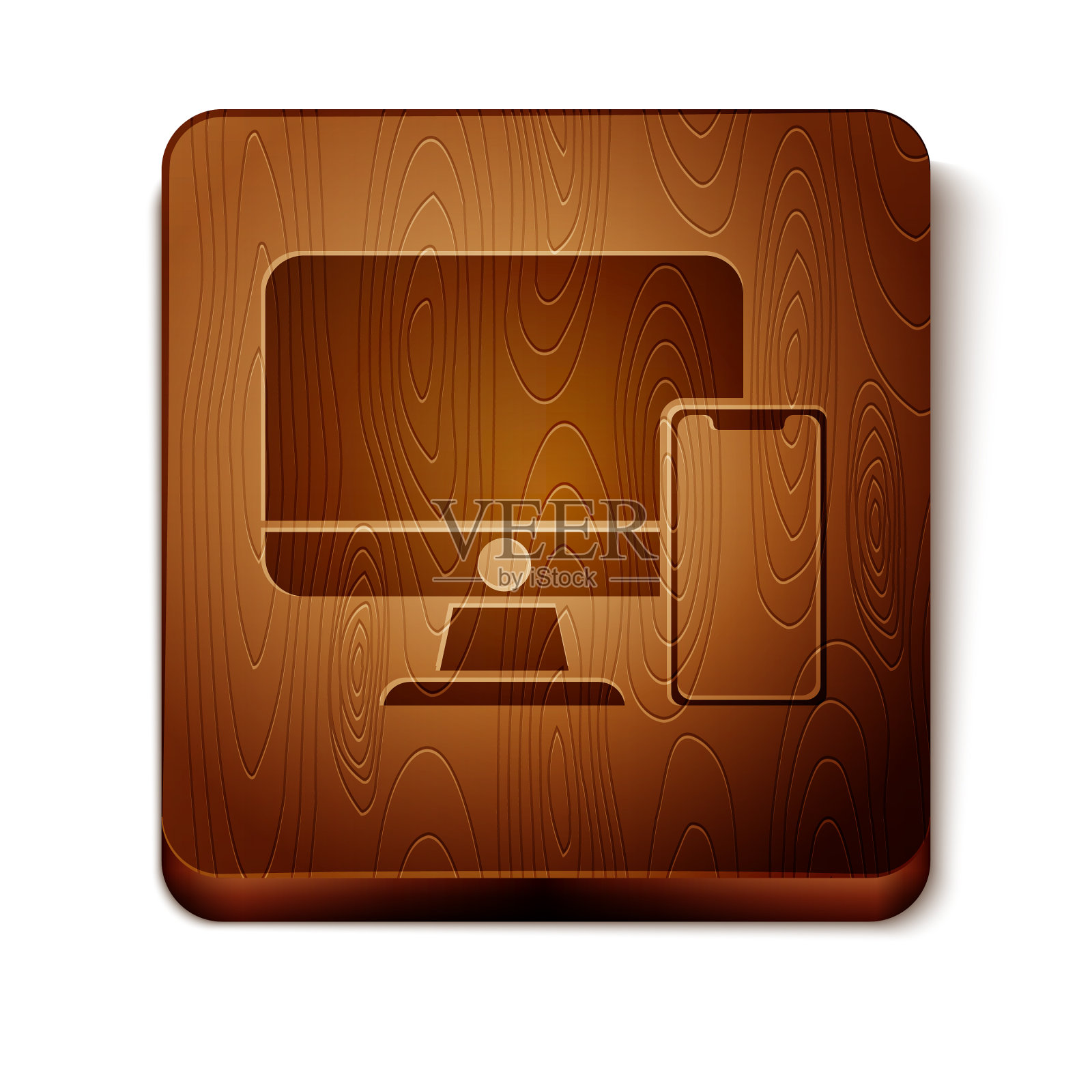 棕色的电脑显示器和手机图标图标素材