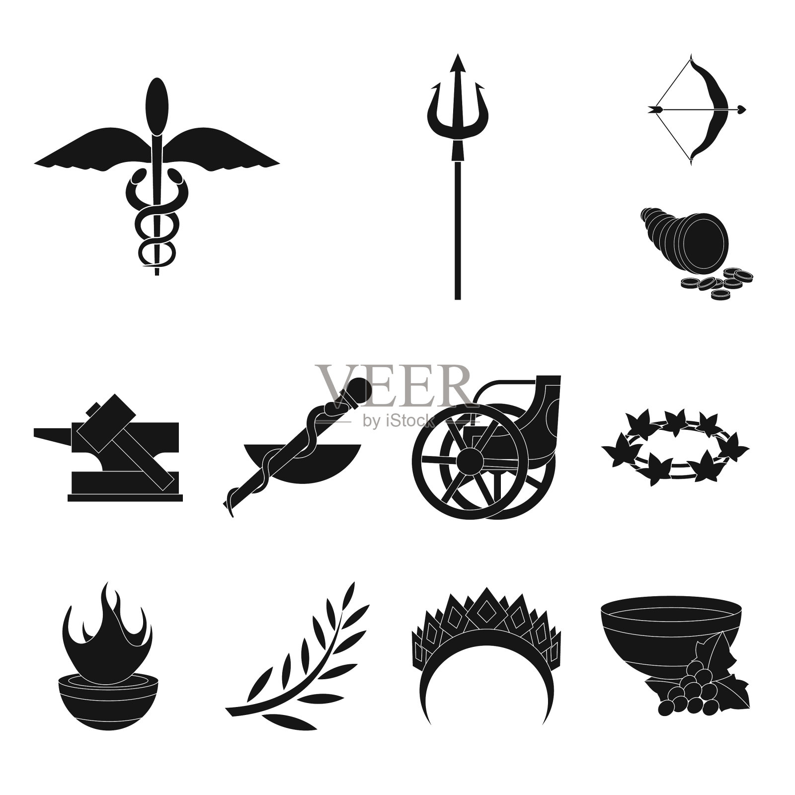 孤立对象宗教和神话图标集图标素材