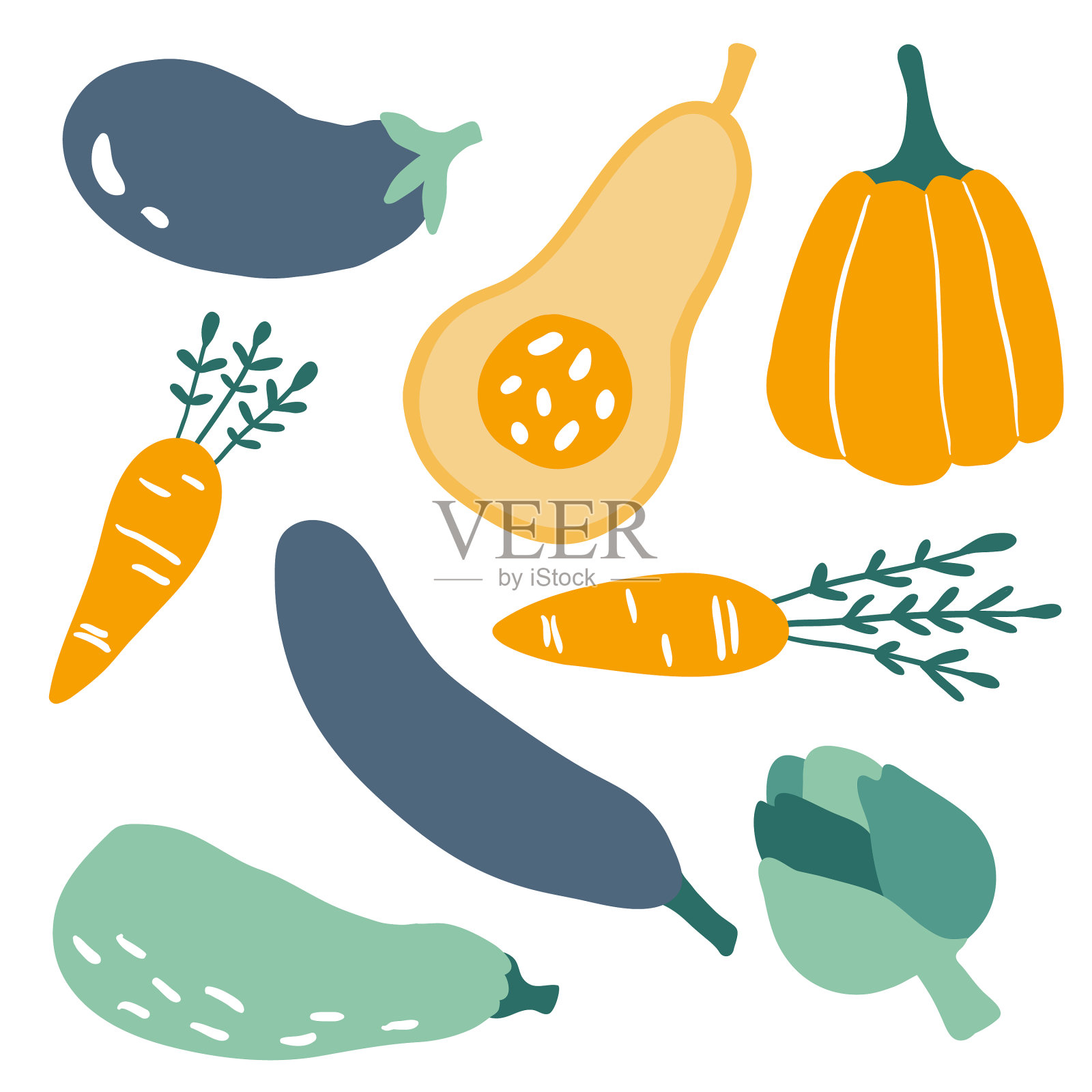 设置手绘涂鸦蔬菜插画图片素材
