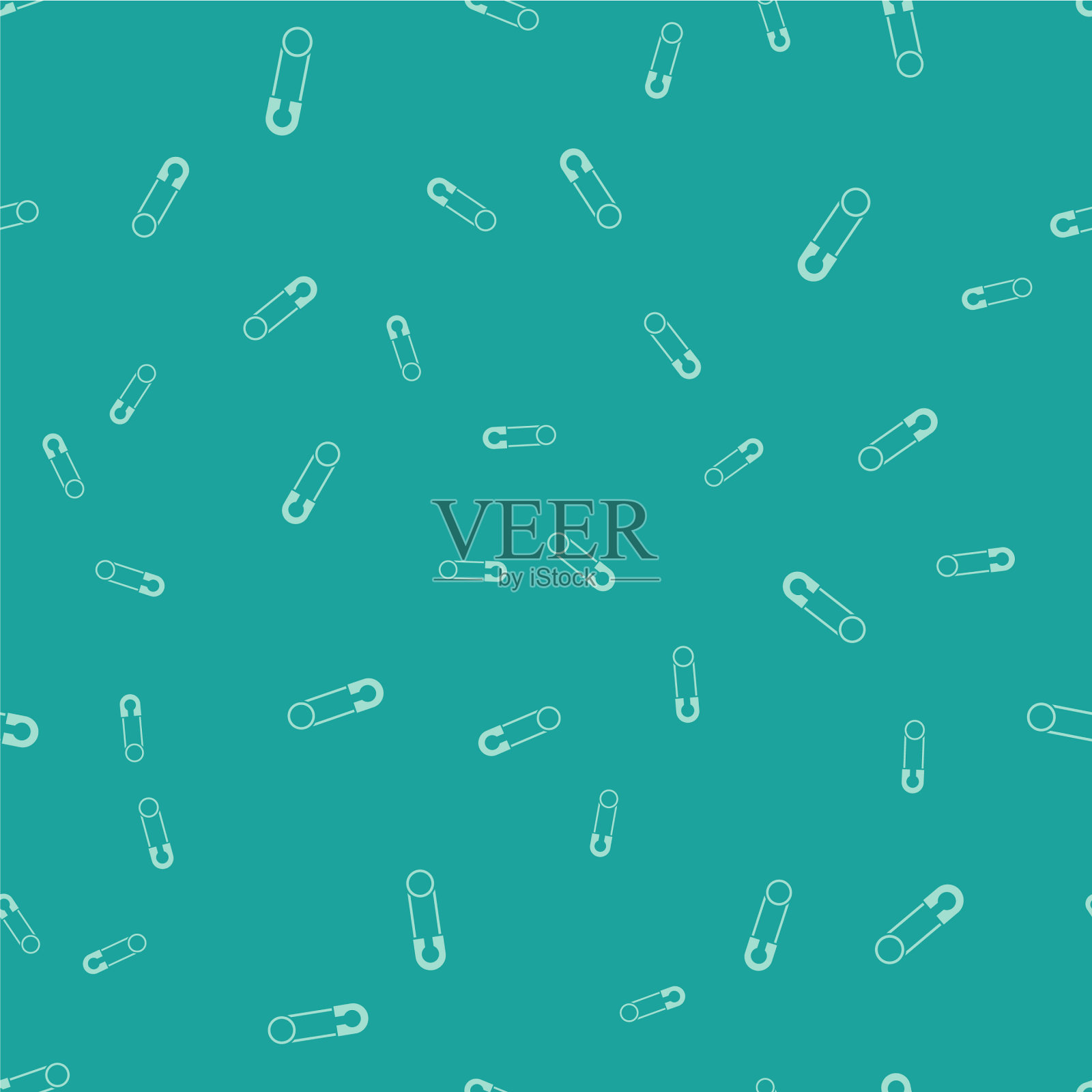 绿色经典封闭钢安全别针图标插画图片素材