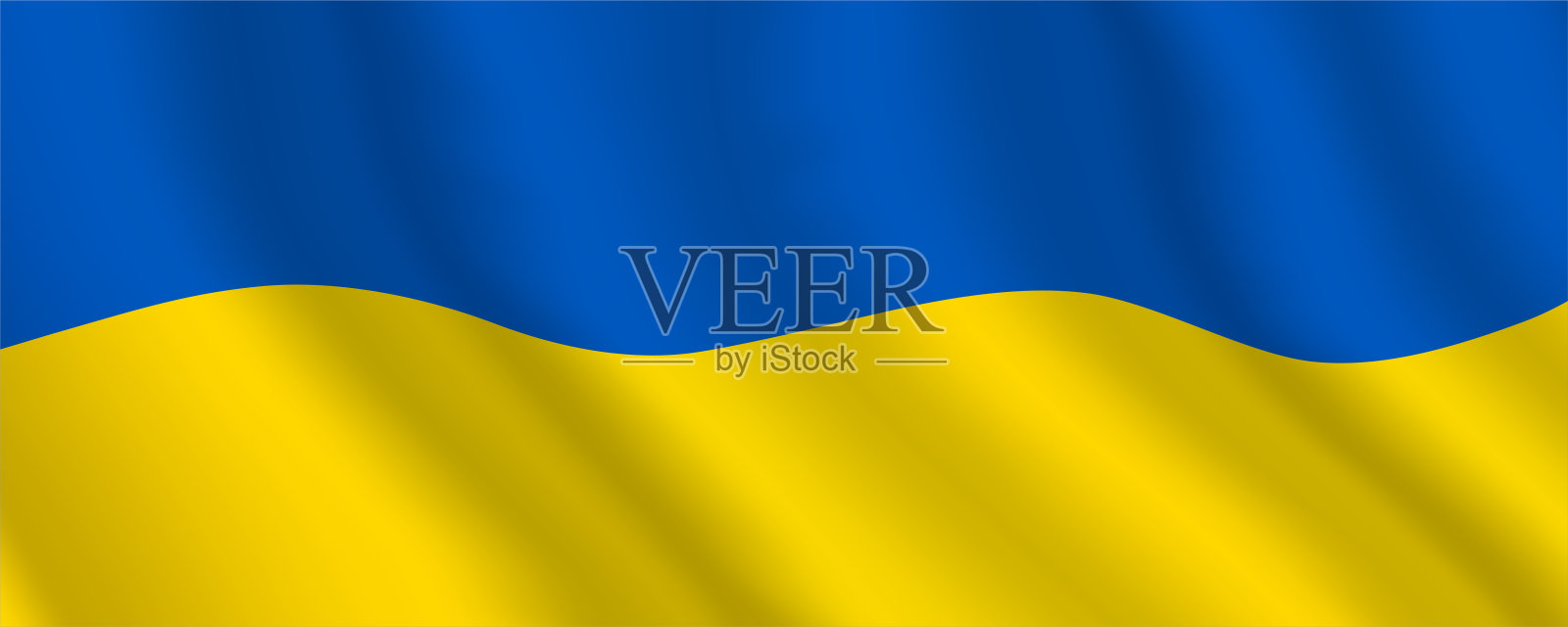 乌克兰国旗水平矢量背景与复制空间。插画图片素材