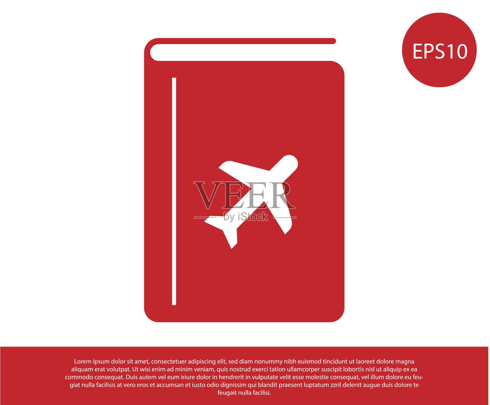 红色封面书旅游指南图标孤立在白色设计模板素材