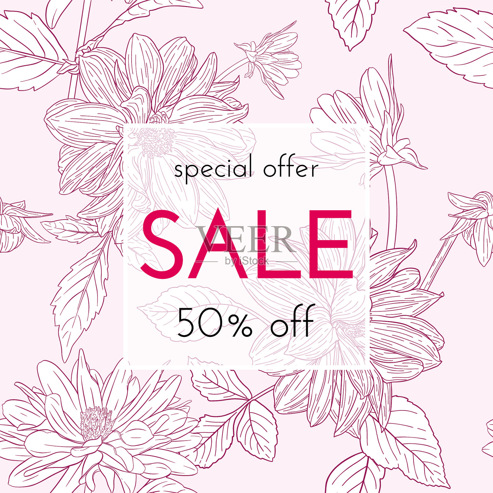 销售花卉卡插画图片素材