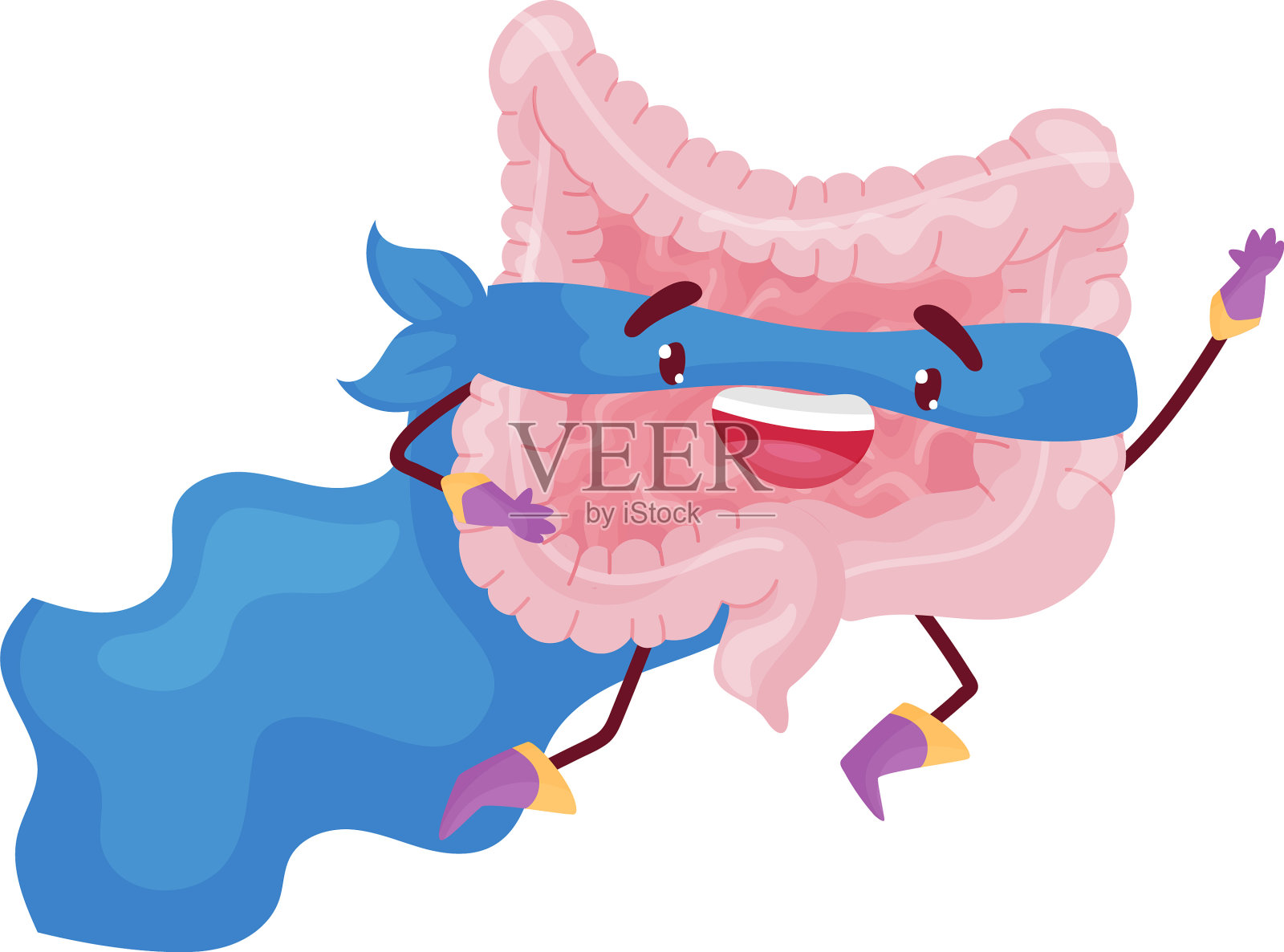 卡通肠子跳到上面插画图片素材