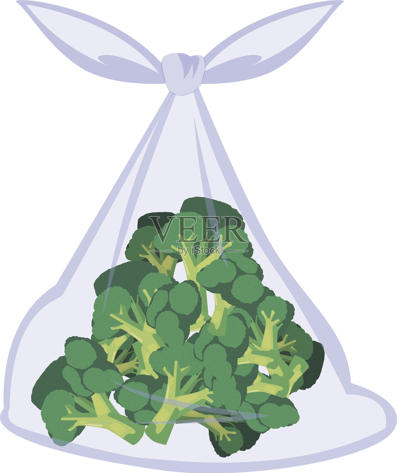 袋装新鲜蔬菜西兰花插画图片素材