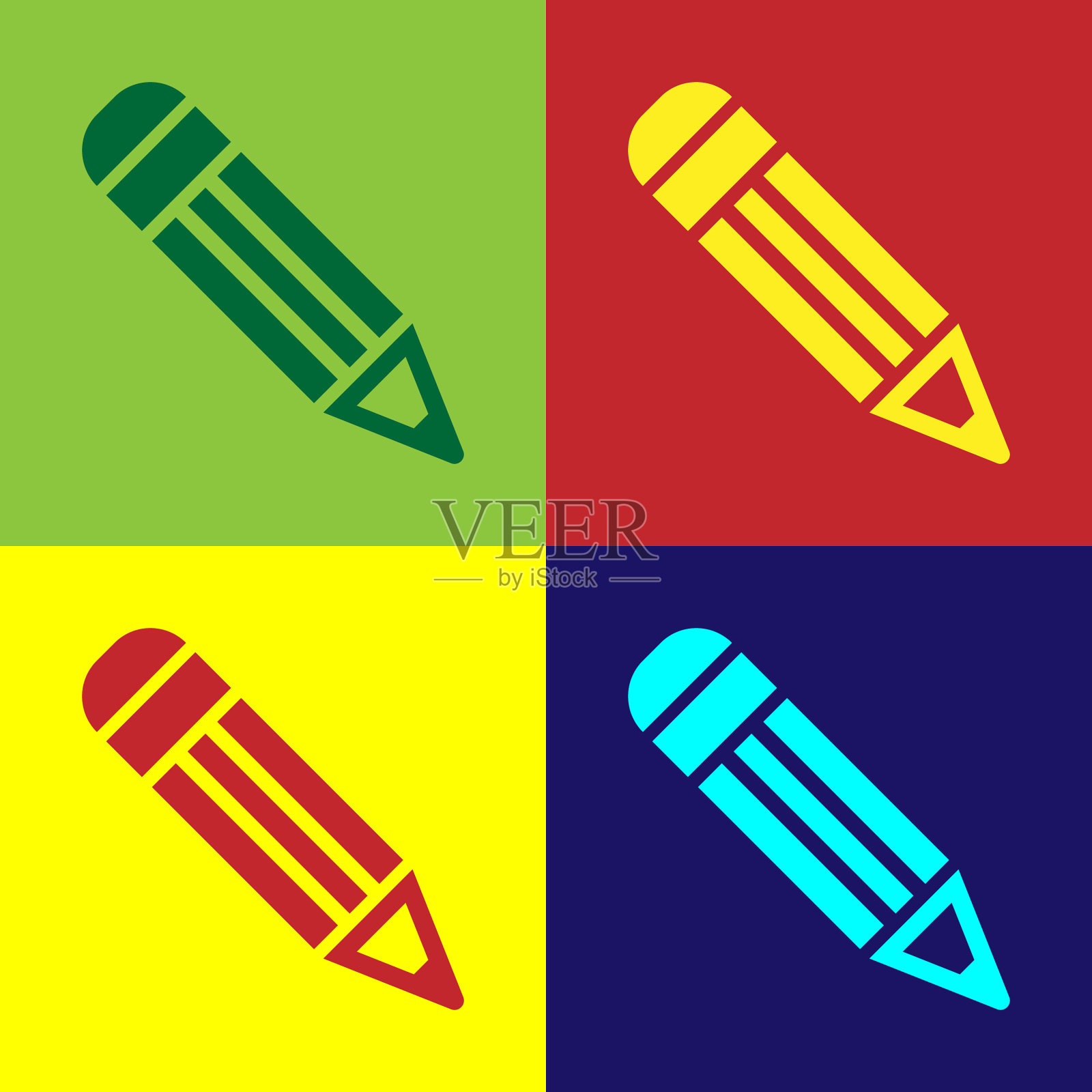 彩色铅笔图标孤立的颜色背景图标素材