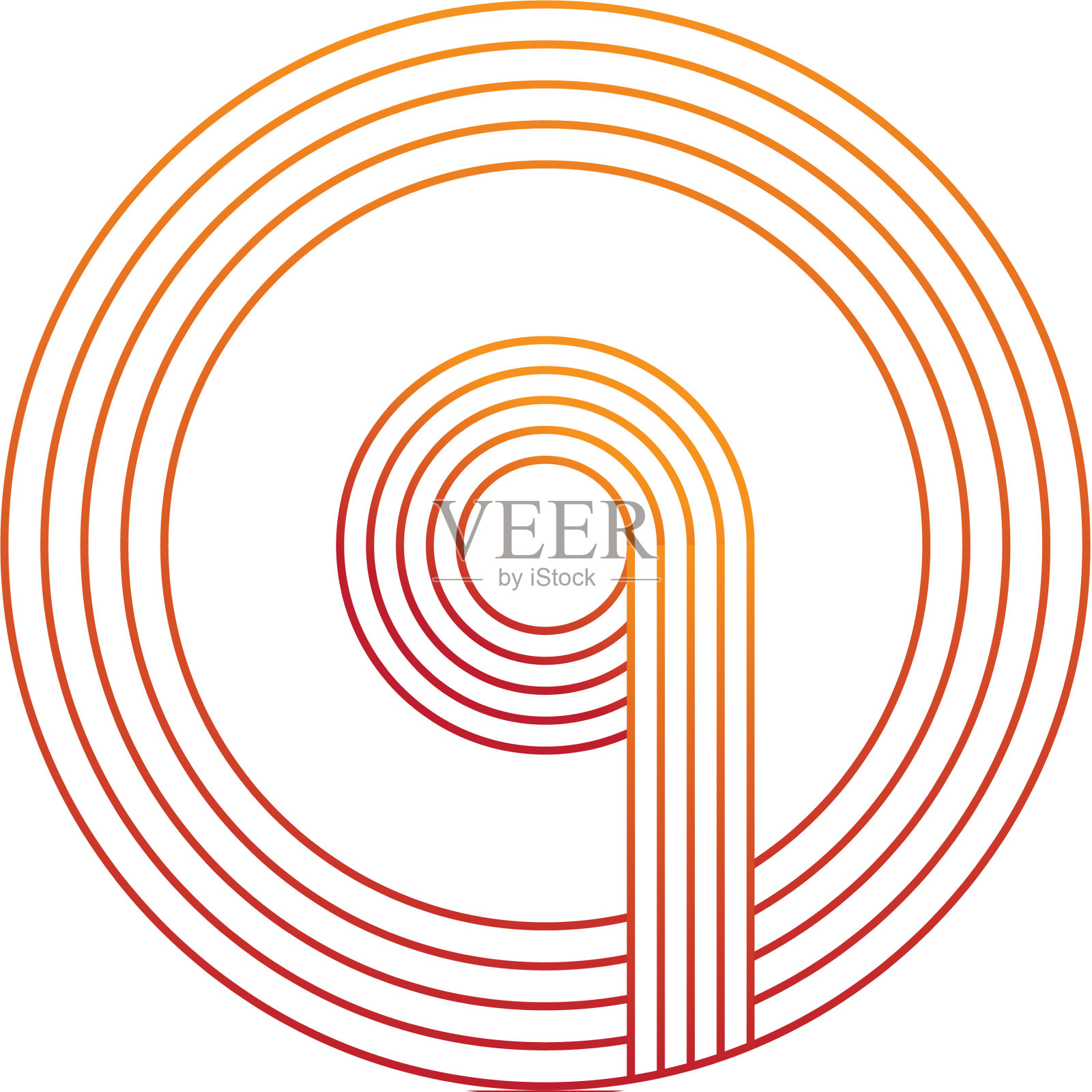 字母q和圆线图标标志设计插画图片素材