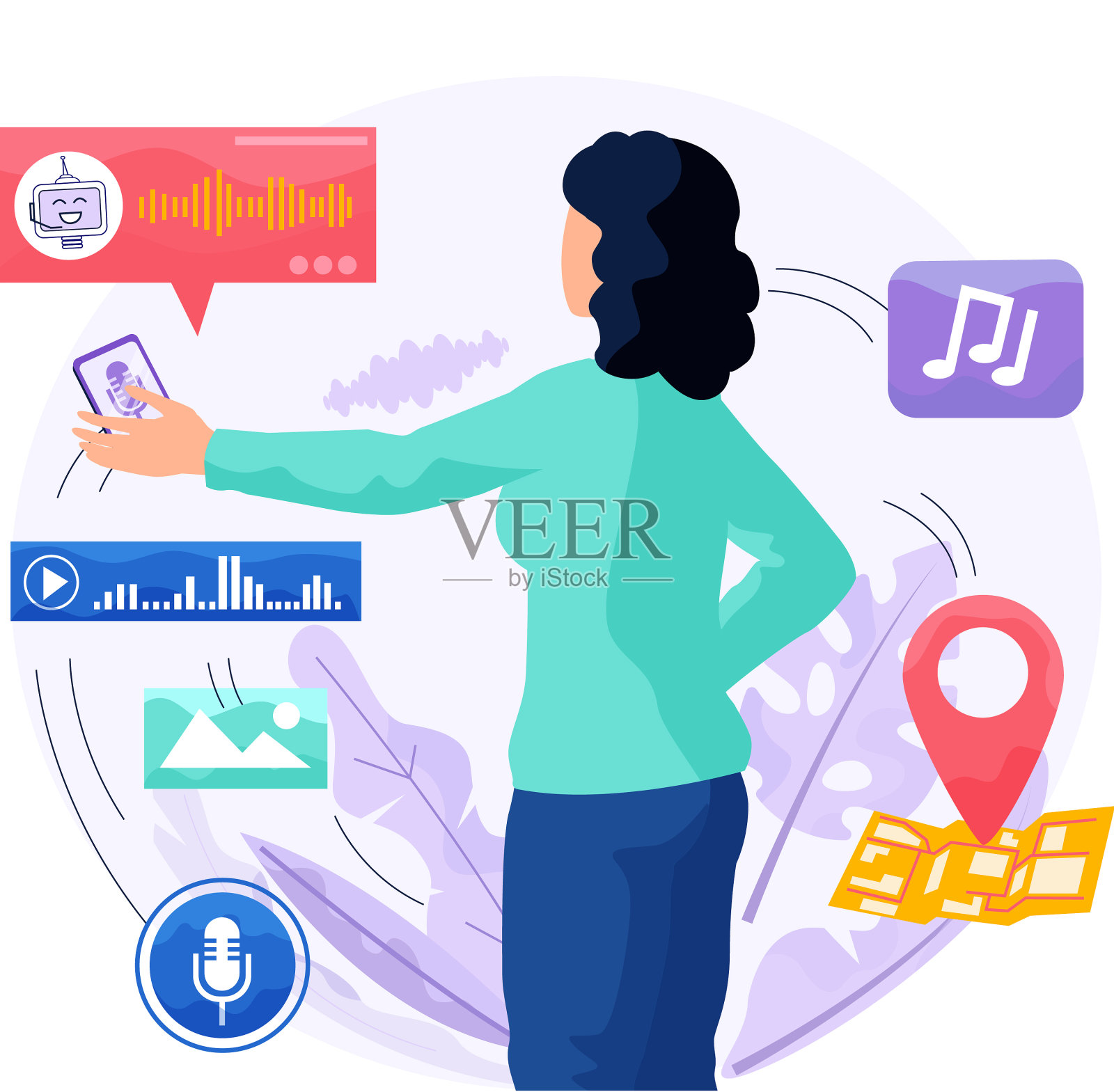 说话人识别投票控制智能说话人插画图片素材