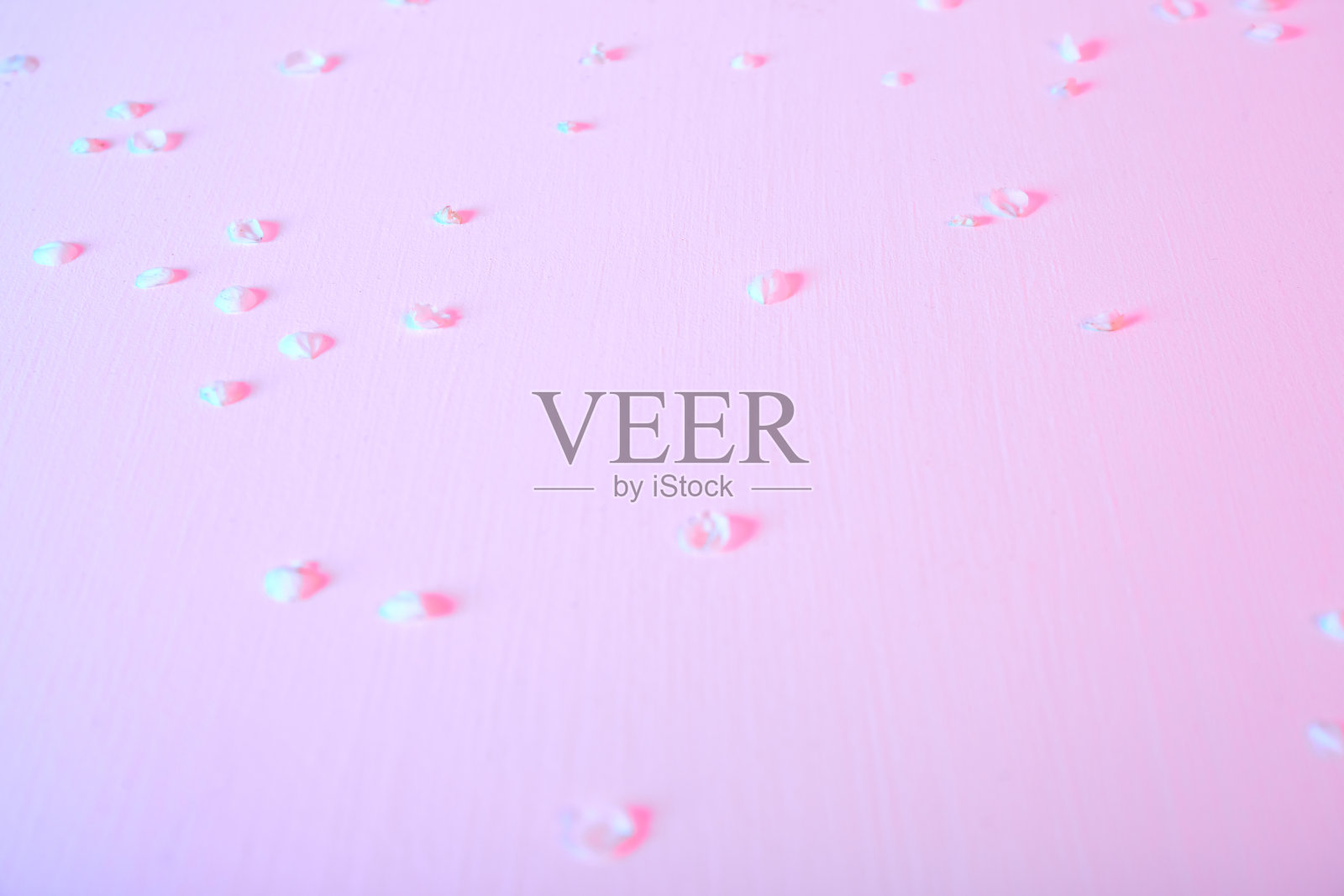 精致的粉红色与蓝色色调的背景与掉落的白色花瓣的樱桃或苹果树花。有霓虹灯的卡片。浪漫的明信片。春天的壁纸。极简主义的风格。新鲜的少女的颜色照片摄影图片