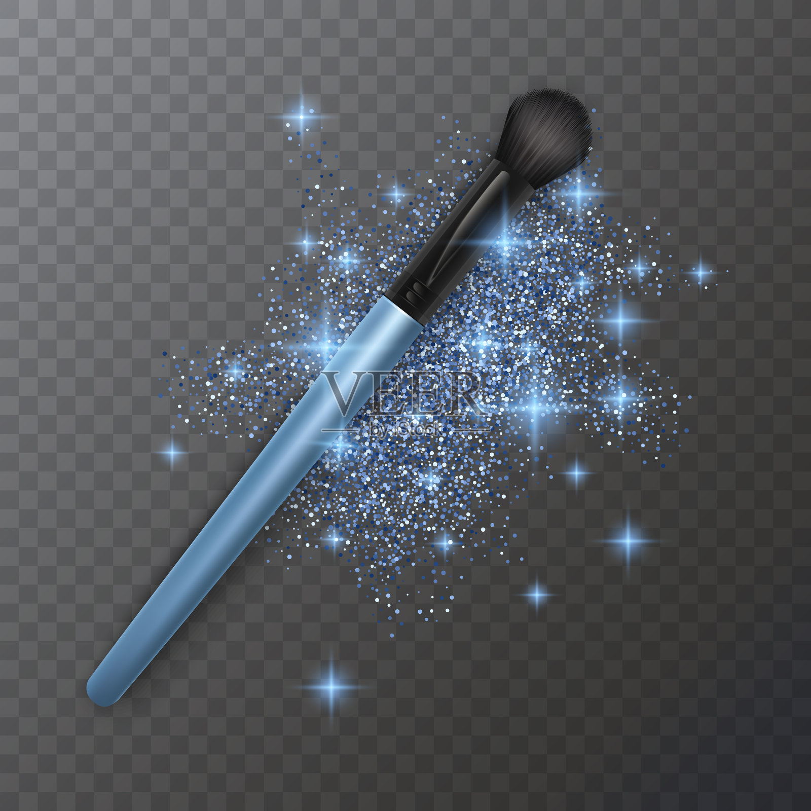 化妆刷的眼影和闪闪发光的纹理插画图片素材