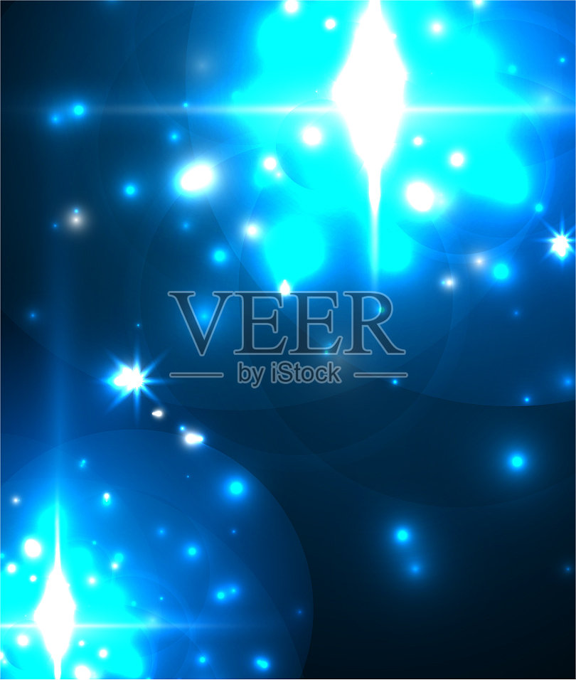 摘要蓝色霓虹灯星为庆祝背景插画图片素材