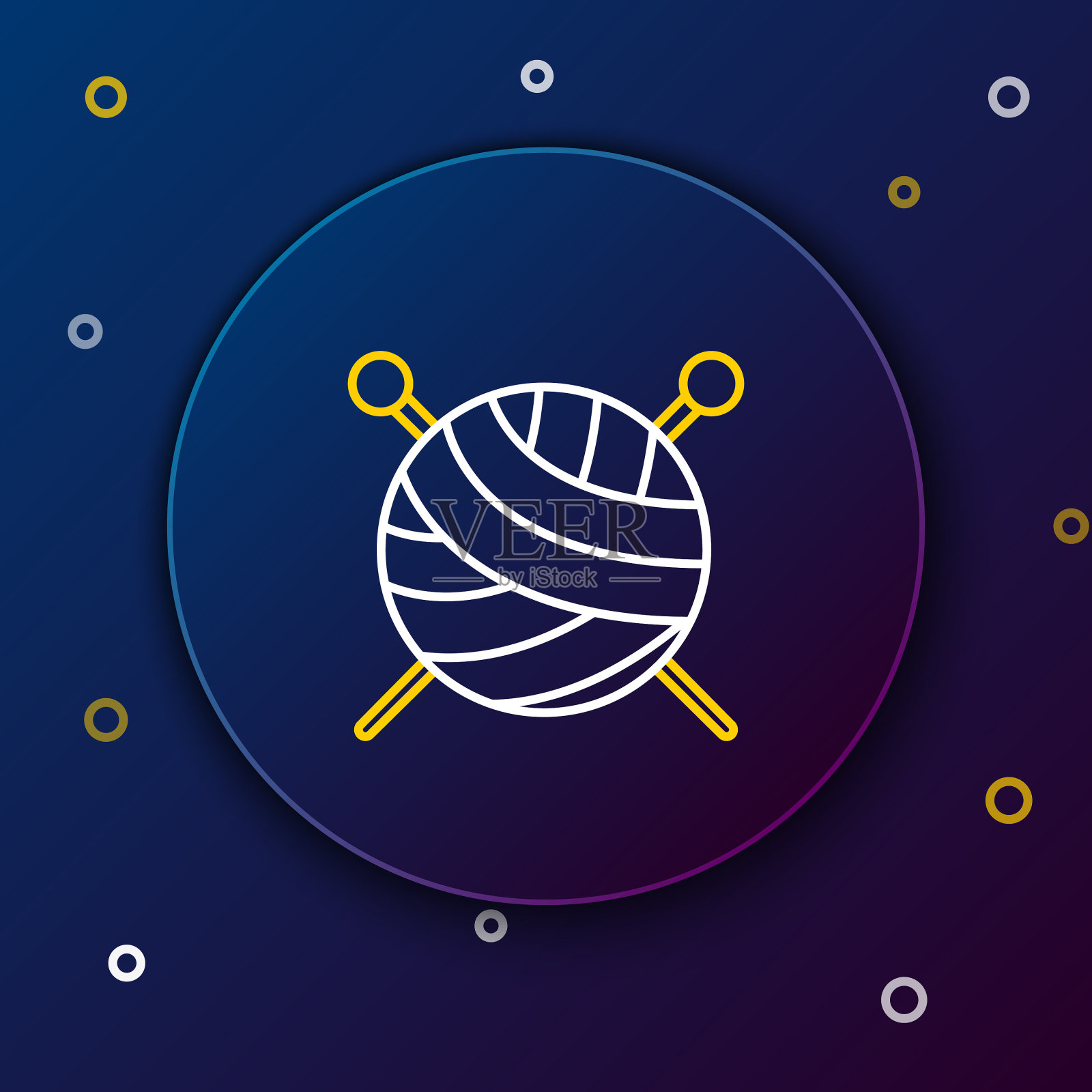 用白线和黄线纱线编织球图标素材