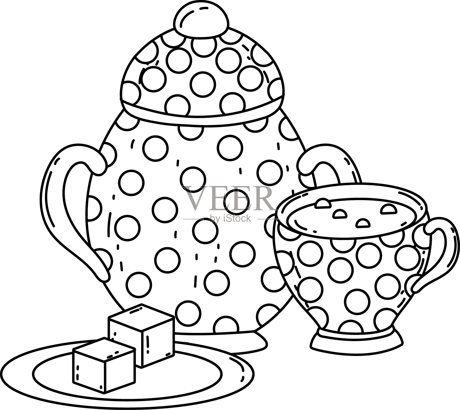 独立的糖碗和咖啡杯设计设计元素图片