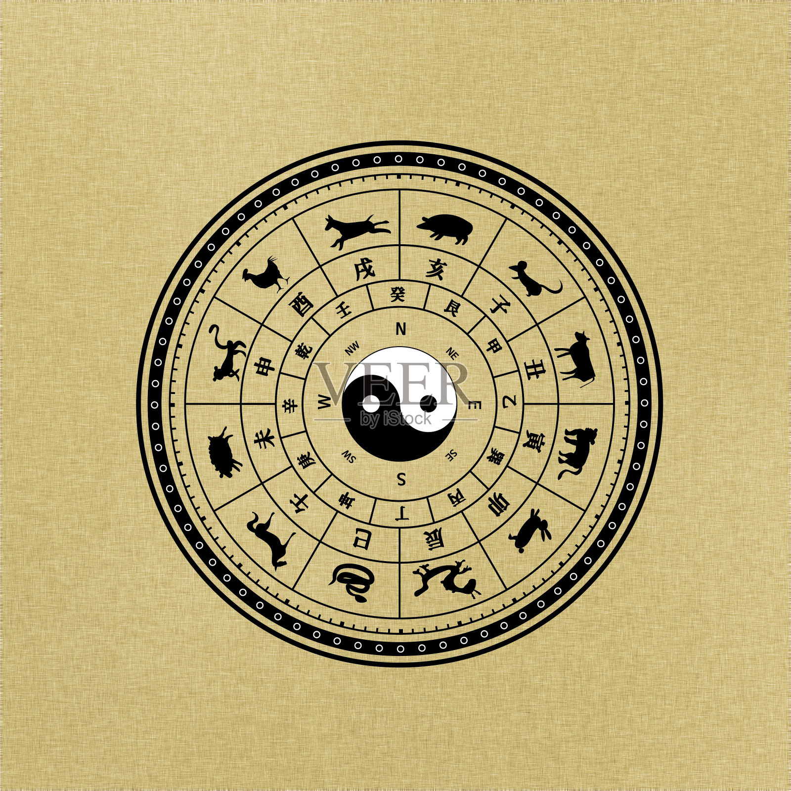 东方算命星座插画图片素材