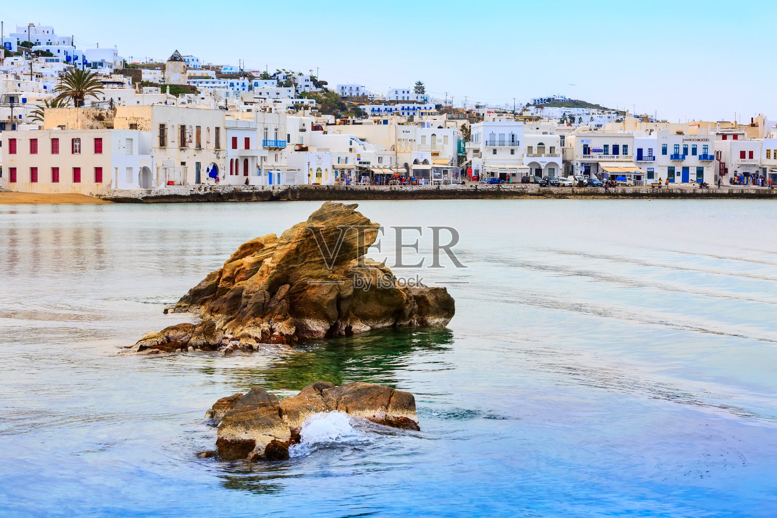 希腊的米科诺斯岛，基克拉迪群岛照片摄影图片