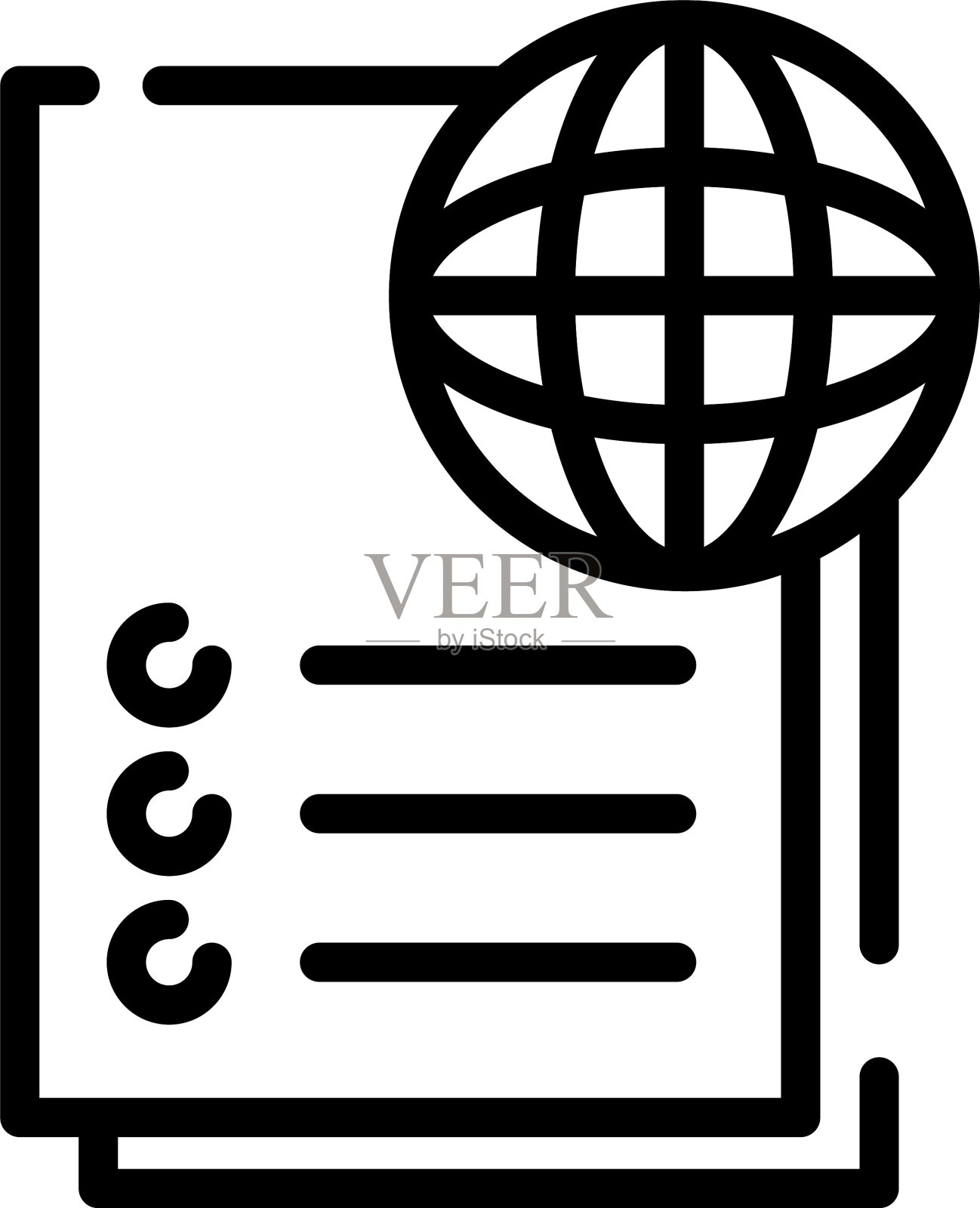 全球和文档图标大纲风格插画图片素材