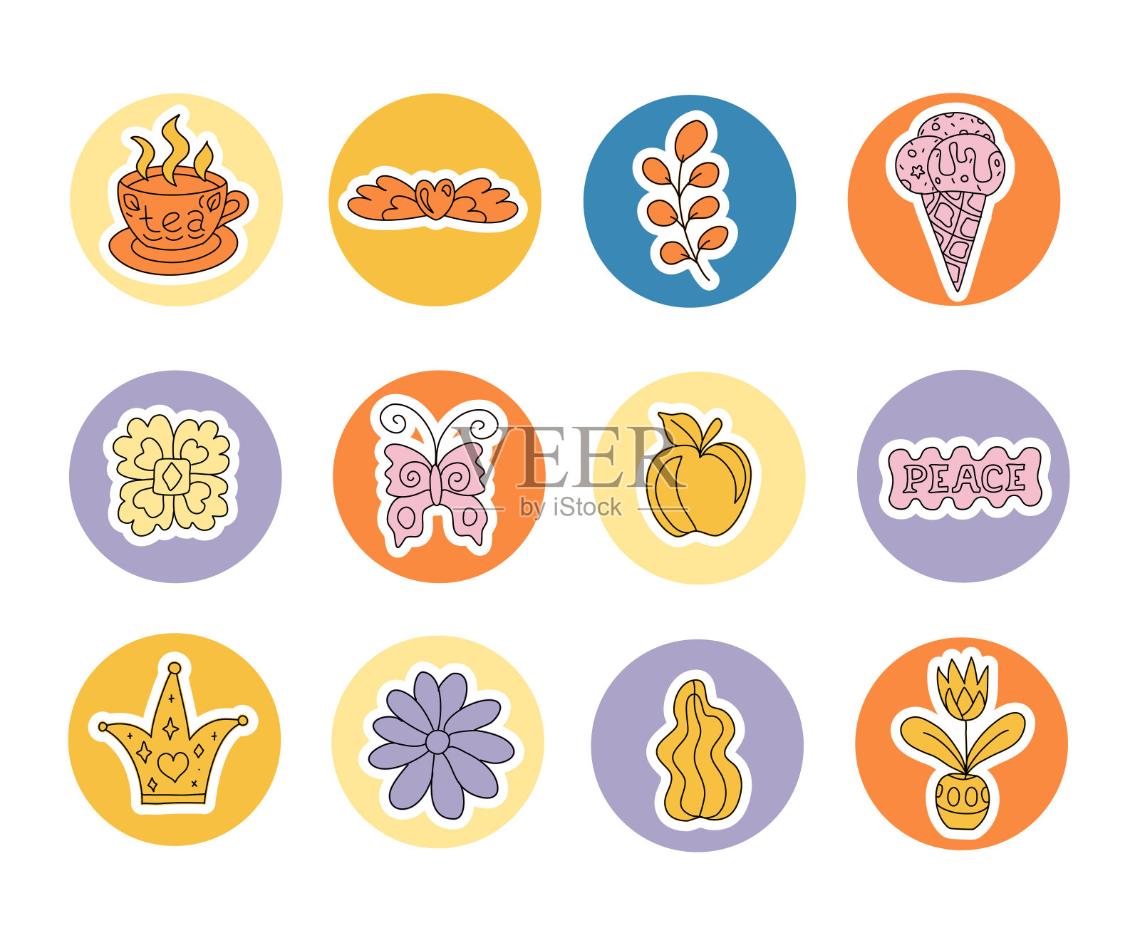 高亮显示图标集合插画图片素材