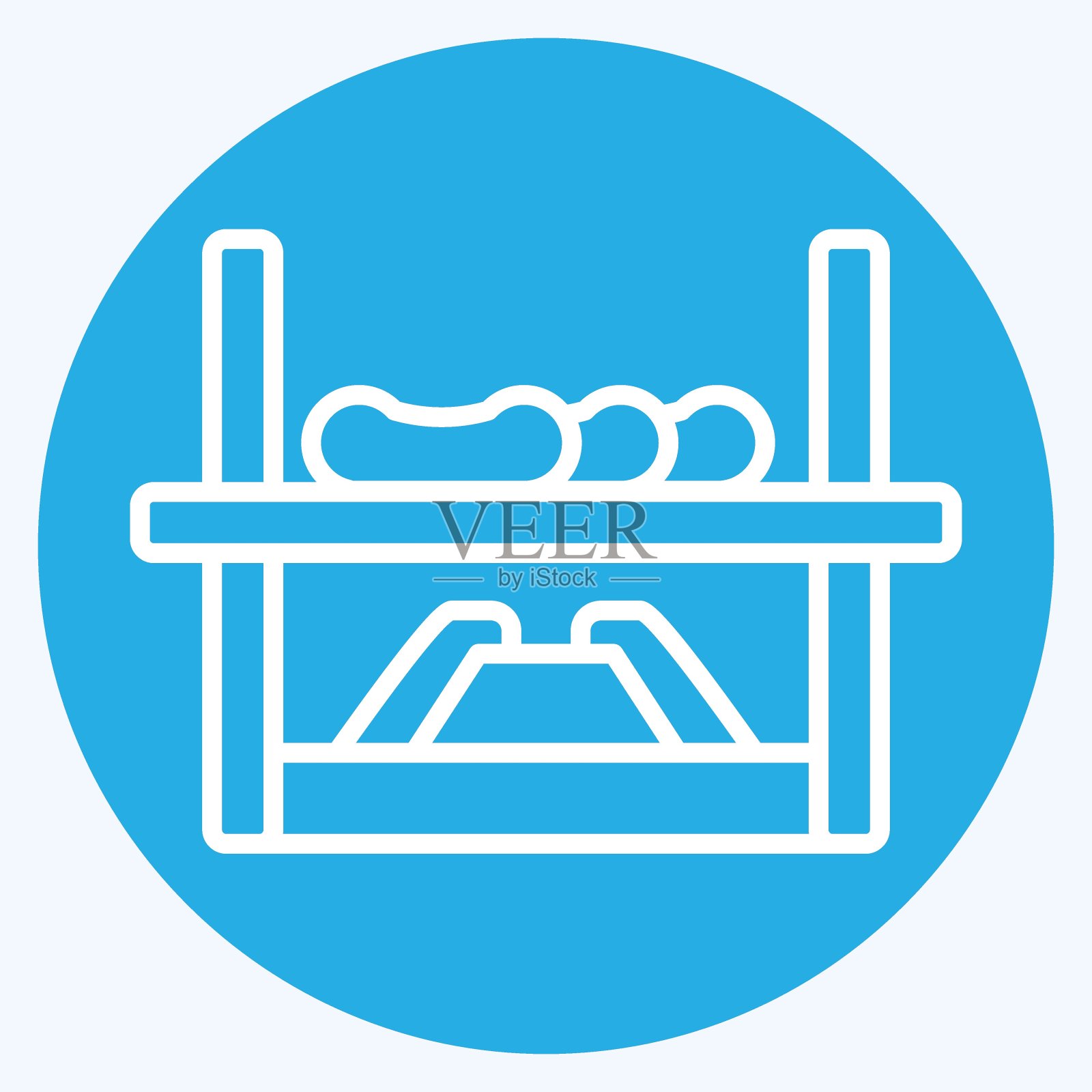 Icon篝火烤架。与露营符号有关。蓝眼睛的风格。简单的设计可编辑。简单的说明插画图片素材