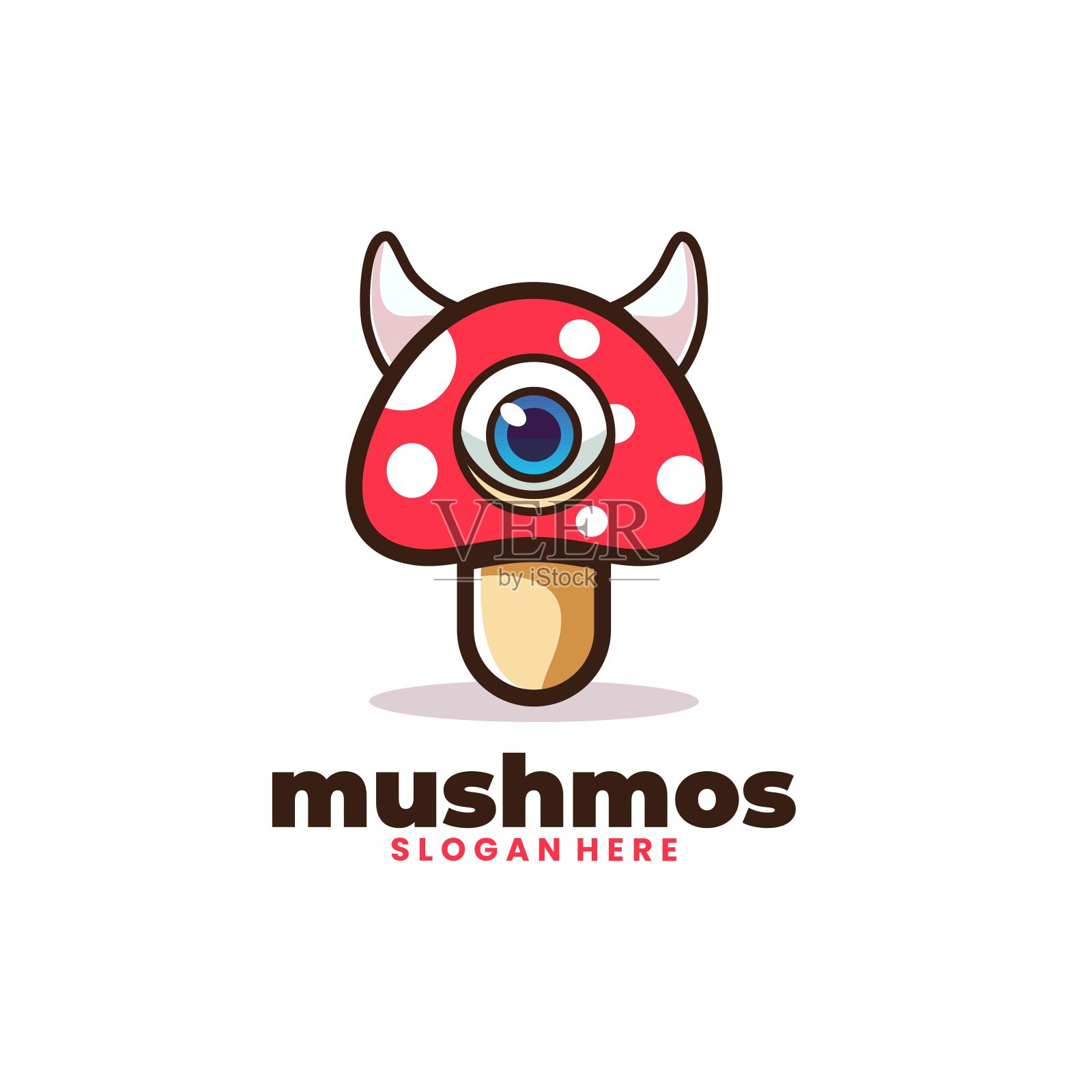 蘑菇怪物矢量模板符号设计插画图片素材