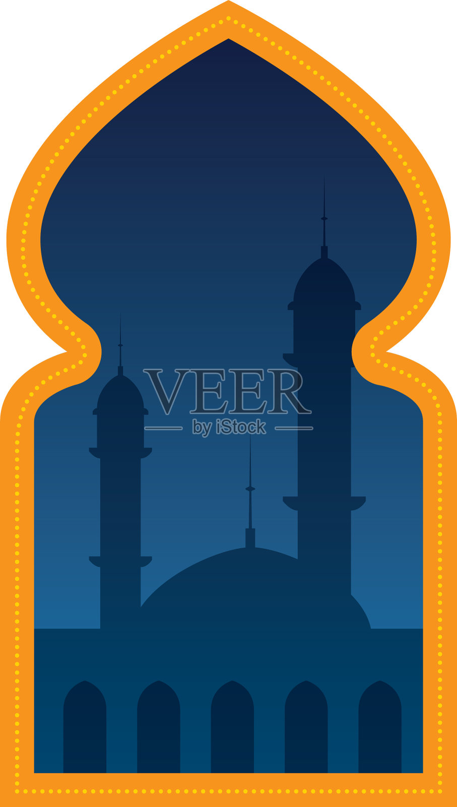 有清真寺建筑景观的窗户设计元素图片