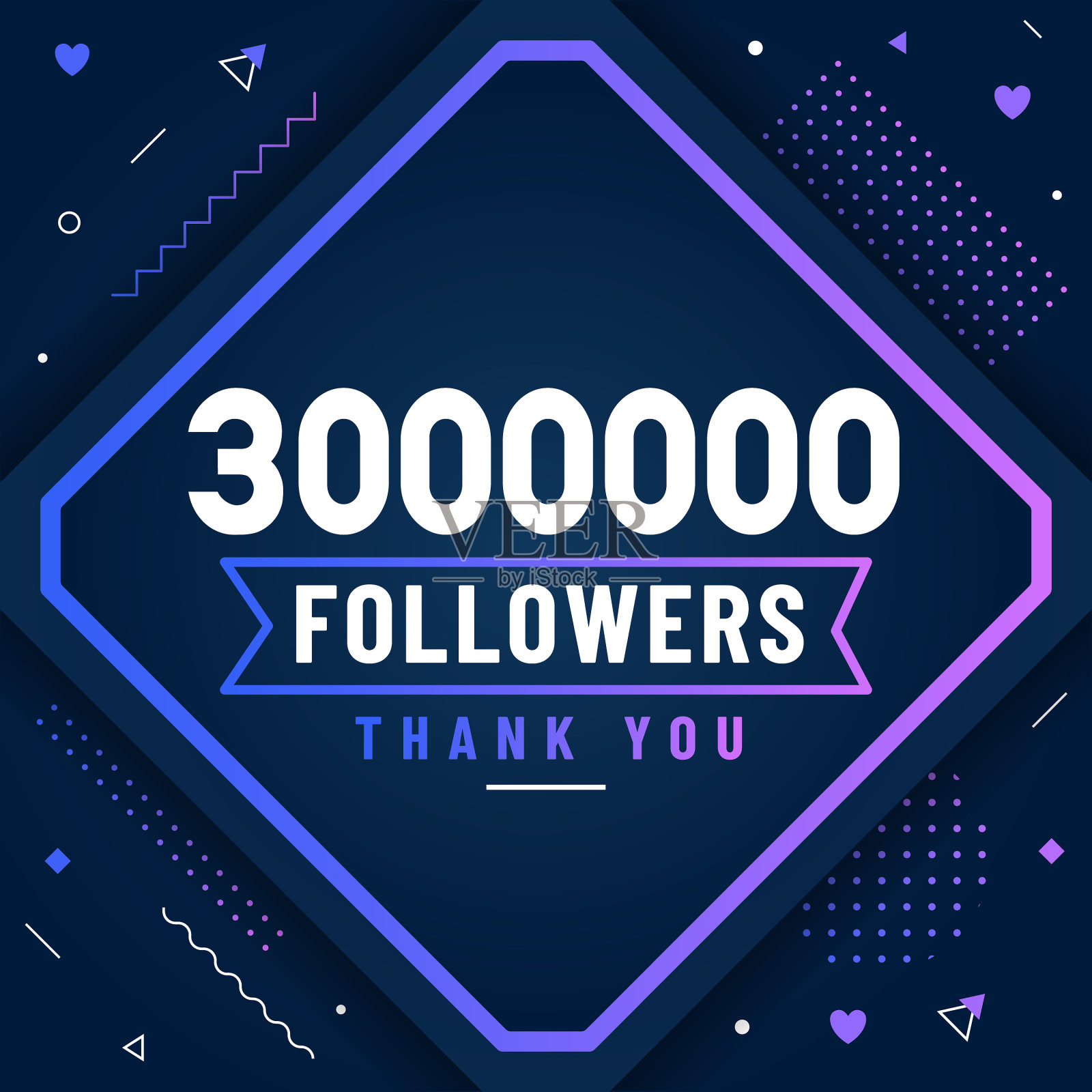 谢谢，300万粉丝，300万粉丝插画图片素材