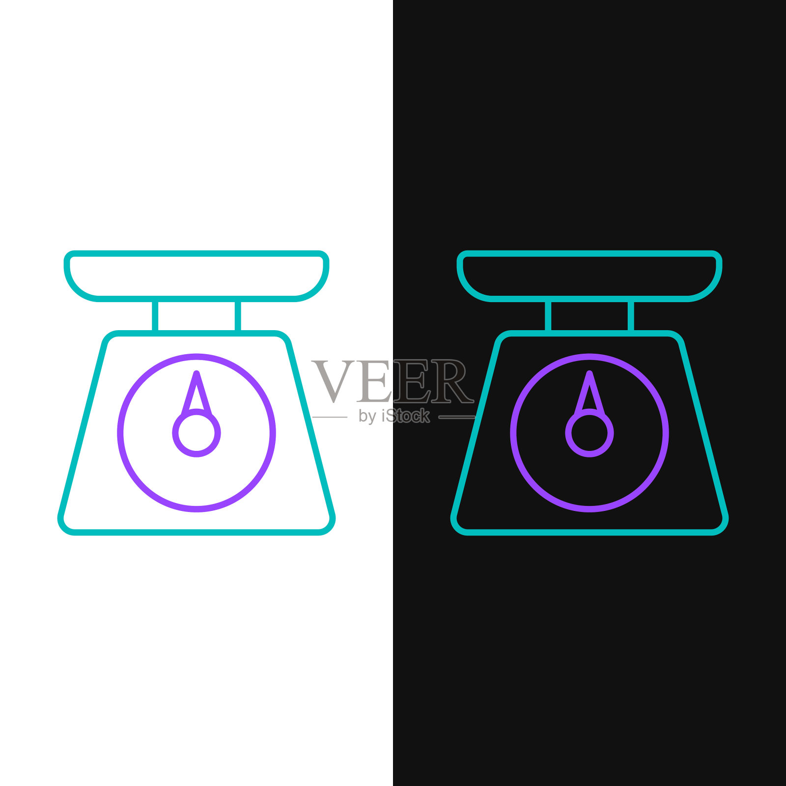 绿色和紫色线缩放图标隔离上插画图片素材