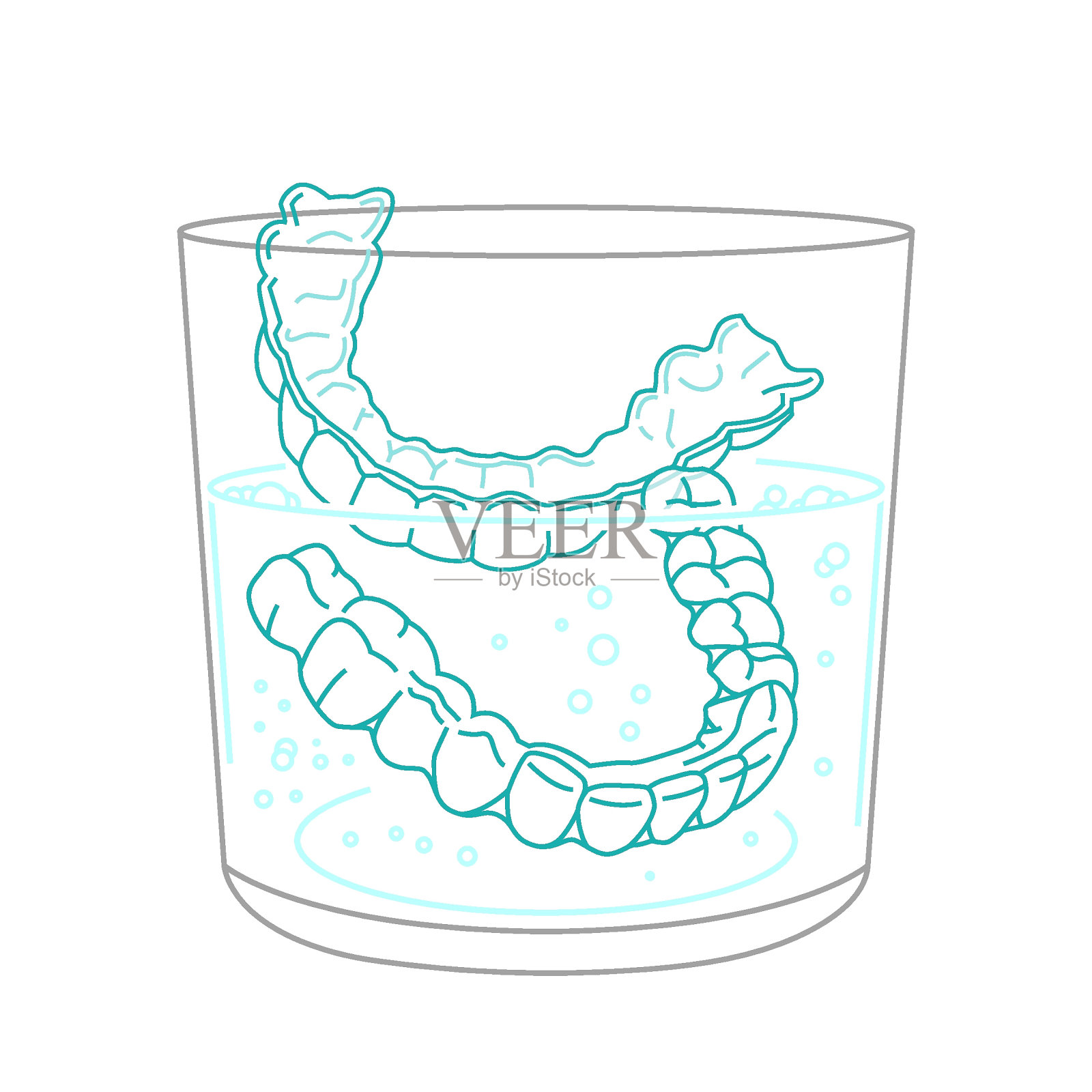 正畸硅胶训练器清洗。隐形牙套矫正器，固定器。插画图片素材