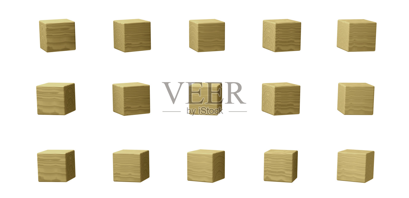 3 d演示。白色背景上没有文字隔离的空木制立方体。照片摄影图片