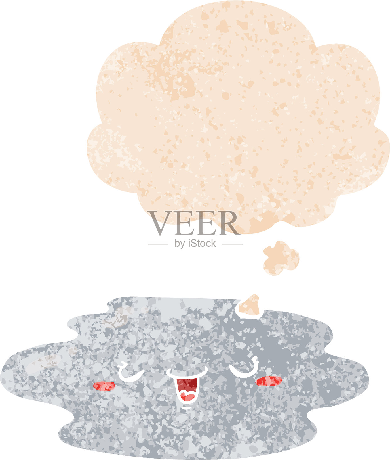 卡通水坑与脸和思想泡沫插画图片素材