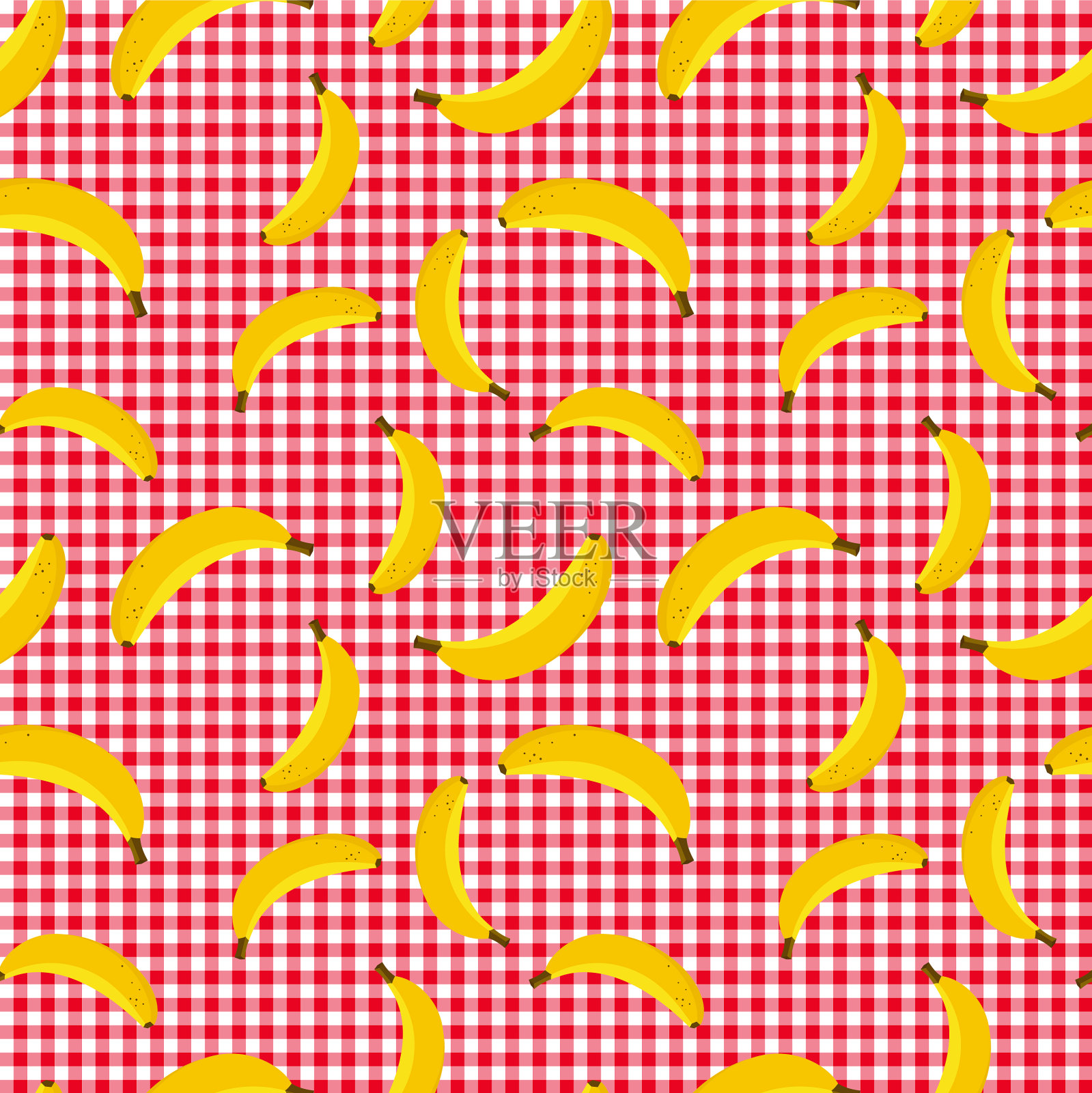 无缝图案与黄色香蕉的背景插画图片素材