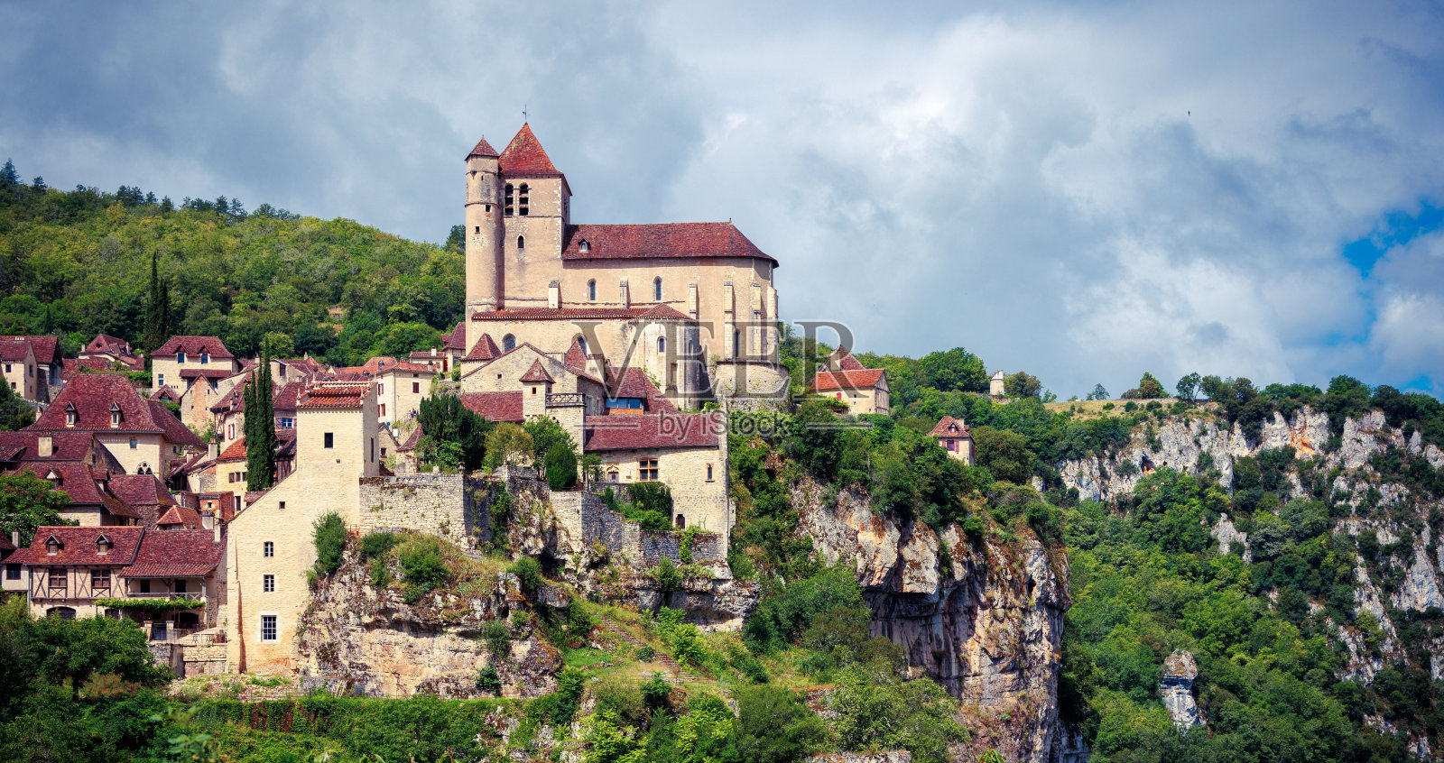 法国罗得著名的圣cirq Lapopie村庄照片摄影图片