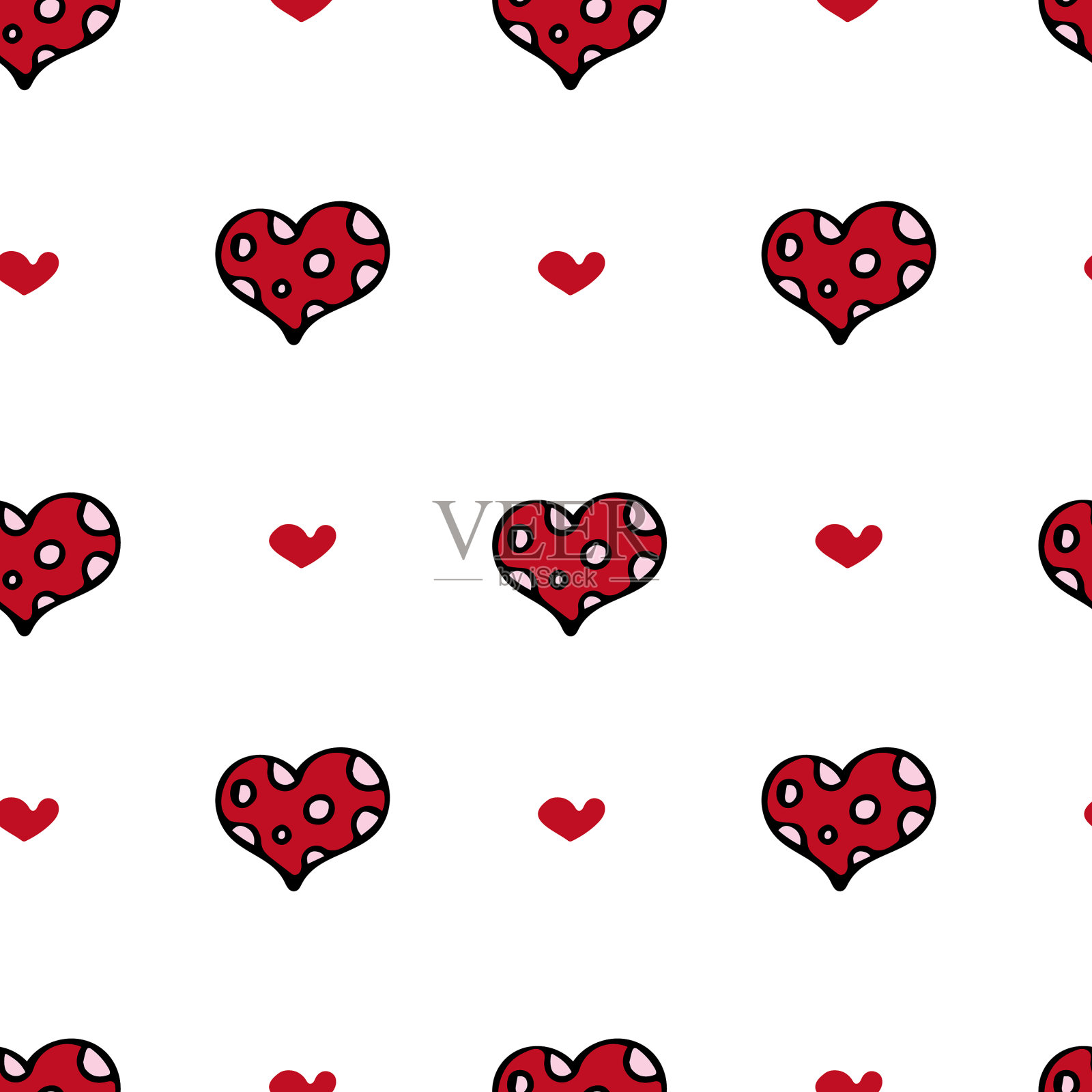 白色背景配以红心图案为插画图片素材