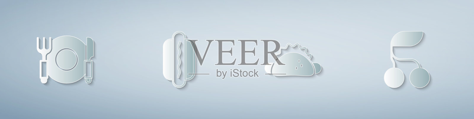 设置盘叉和刀热狗玉米卷图标素材