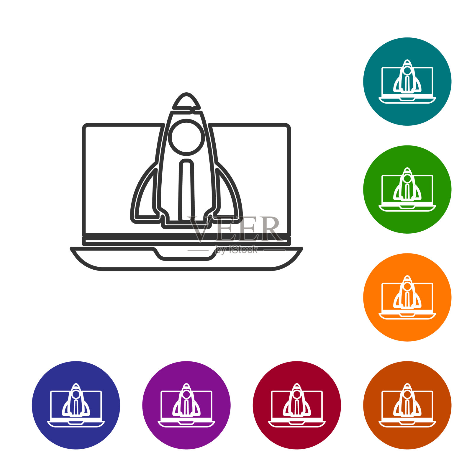 黑线创业项目概念图标图标素材