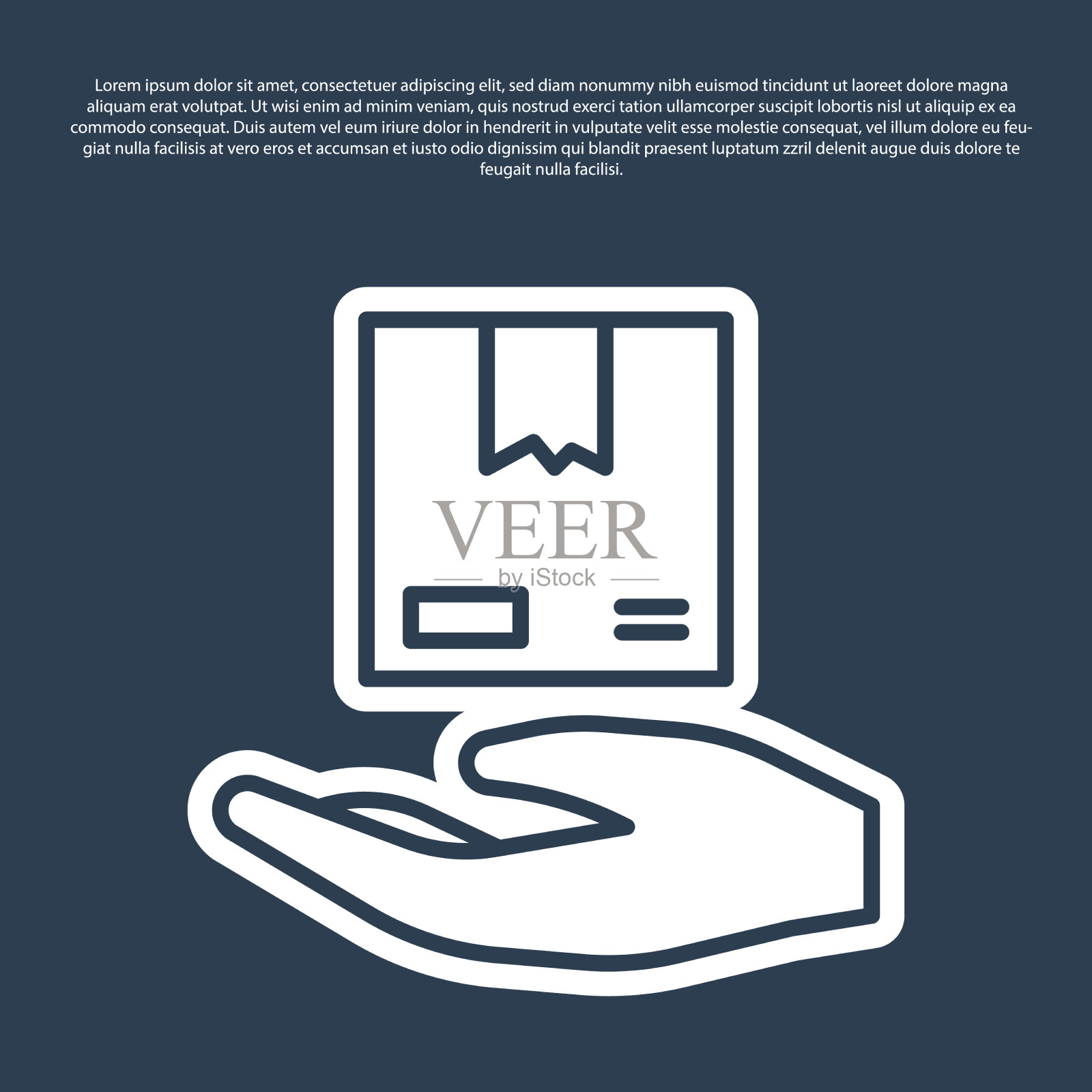 蓝线配送手带纸板箱图标插画图片素材