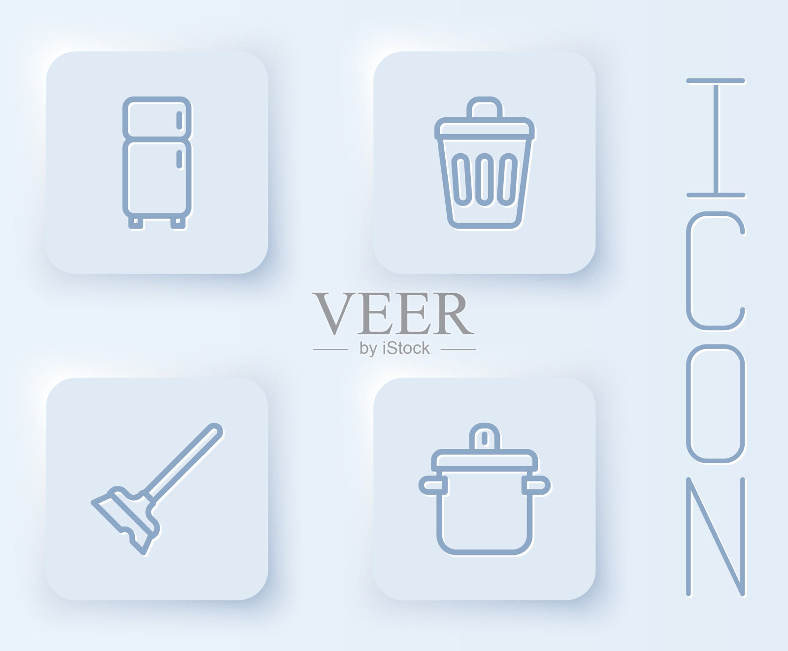 设置线冰箱垃圾，可以拖地和烹饪图标素材