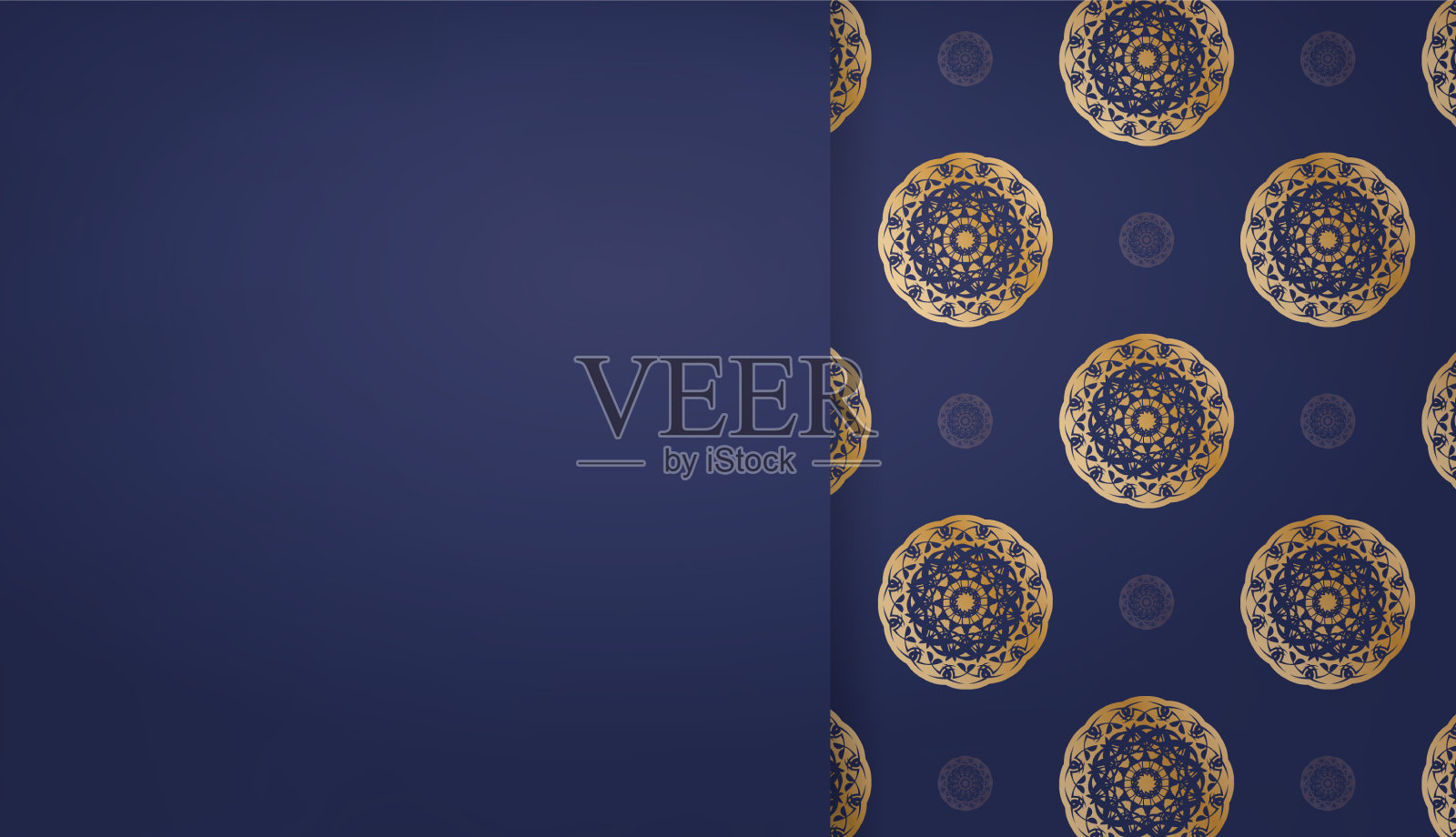 深蓝色横幅与抽象的金色装饰插画图片素材